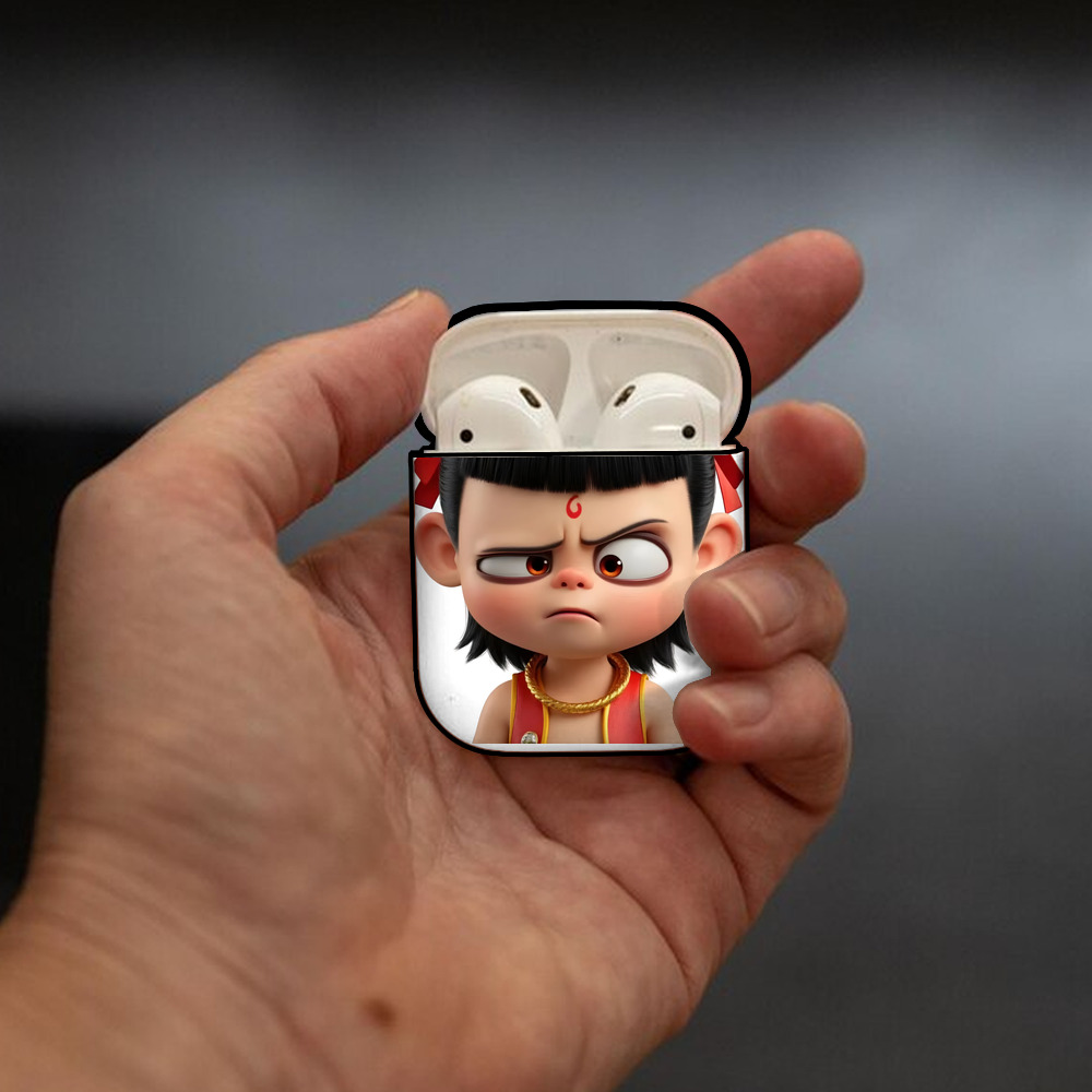 Ne Zha 2 ナタ 魔童の大暴れ AirPods 第2世代保護ケース ハードシェル ブラック 耐衝撃・防指紋・カラビナ付き