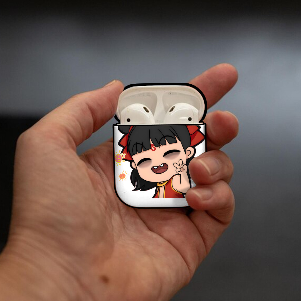 Ne Zha 2 ナタ 魔童の大暴れ AirPods 第2世代保護ケース ハードシェル ブラック 耐衝撃・防指紋・カラビナ付き