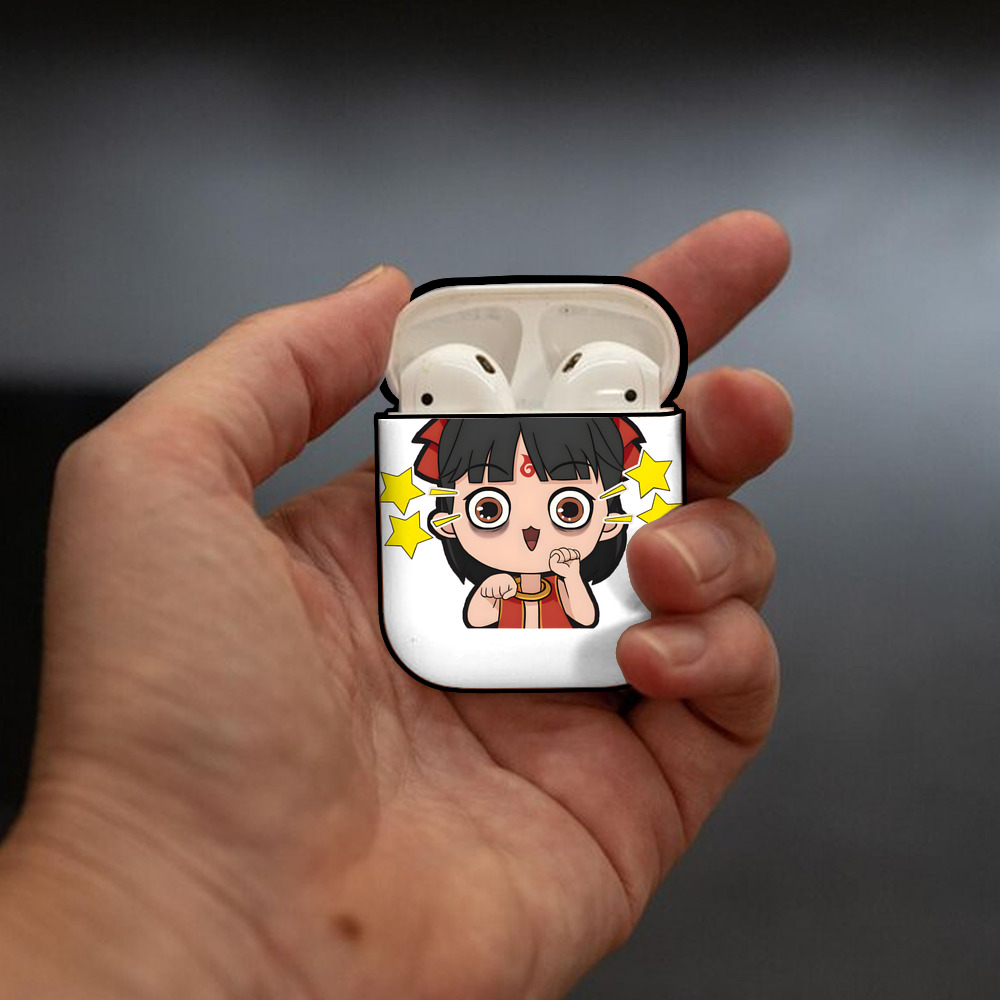 Ne Zha 2 ナタ 魔童の大暴れ AirPods 第2世代保護ケース ハードシェル ブラック 耐衝撃・防指紋・カラビナ付き