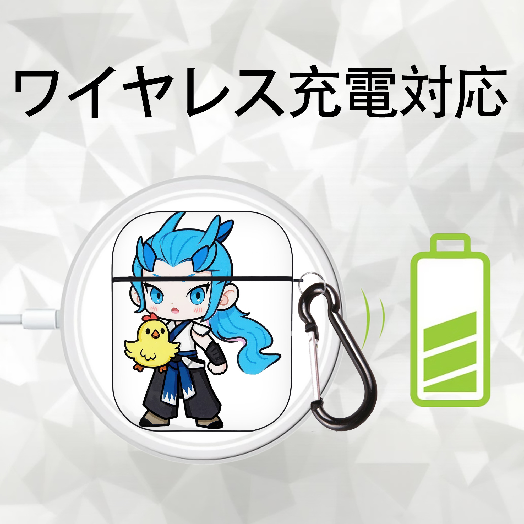 Ne Zha 2 ナタ 魔童の大暴れ AirPods 第2世代保護ケース ハードシェル ブラック 耐衝撃・防指紋・カラビナ付き