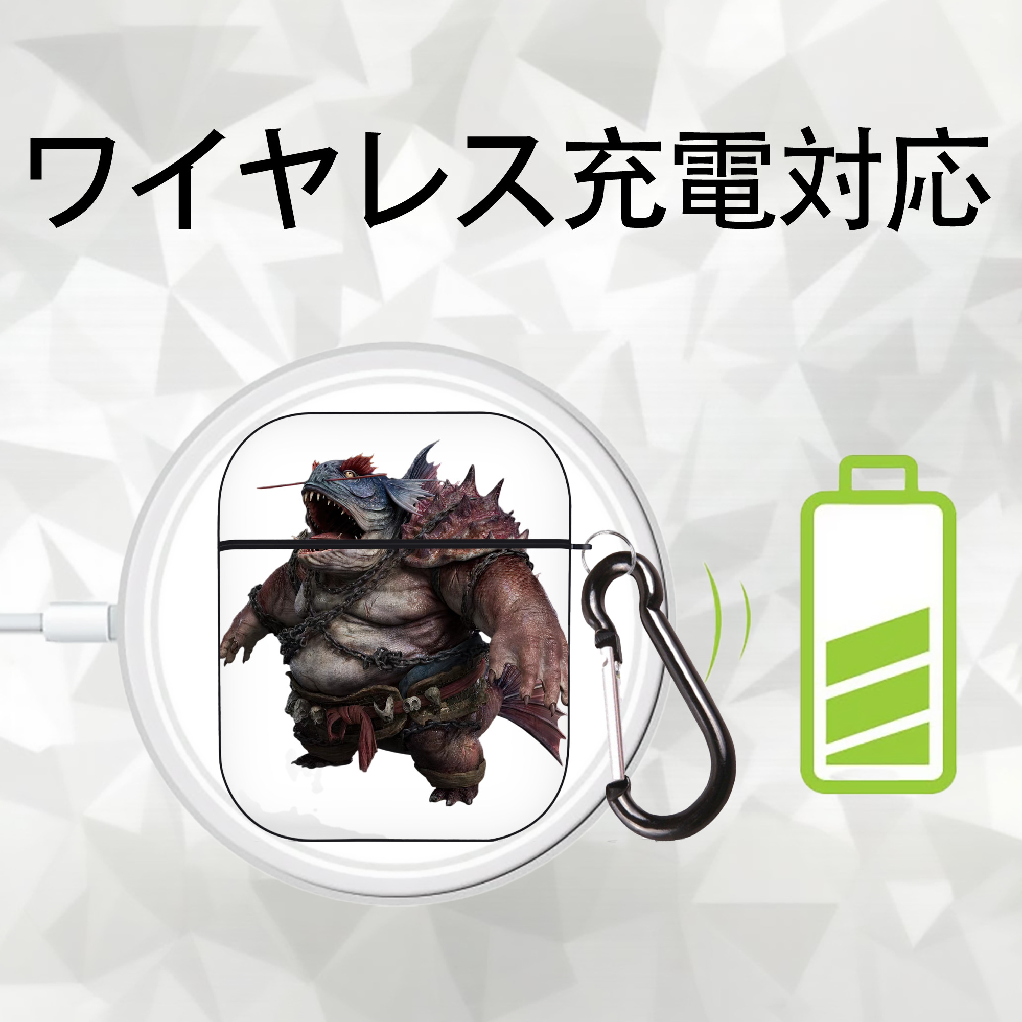 Ne Zha 2 ナタ 魔童の大暴れ AirPods 第2世代保護ケース ハードシェル ブラック 耐衝撃・防指紋・カラビナ付き