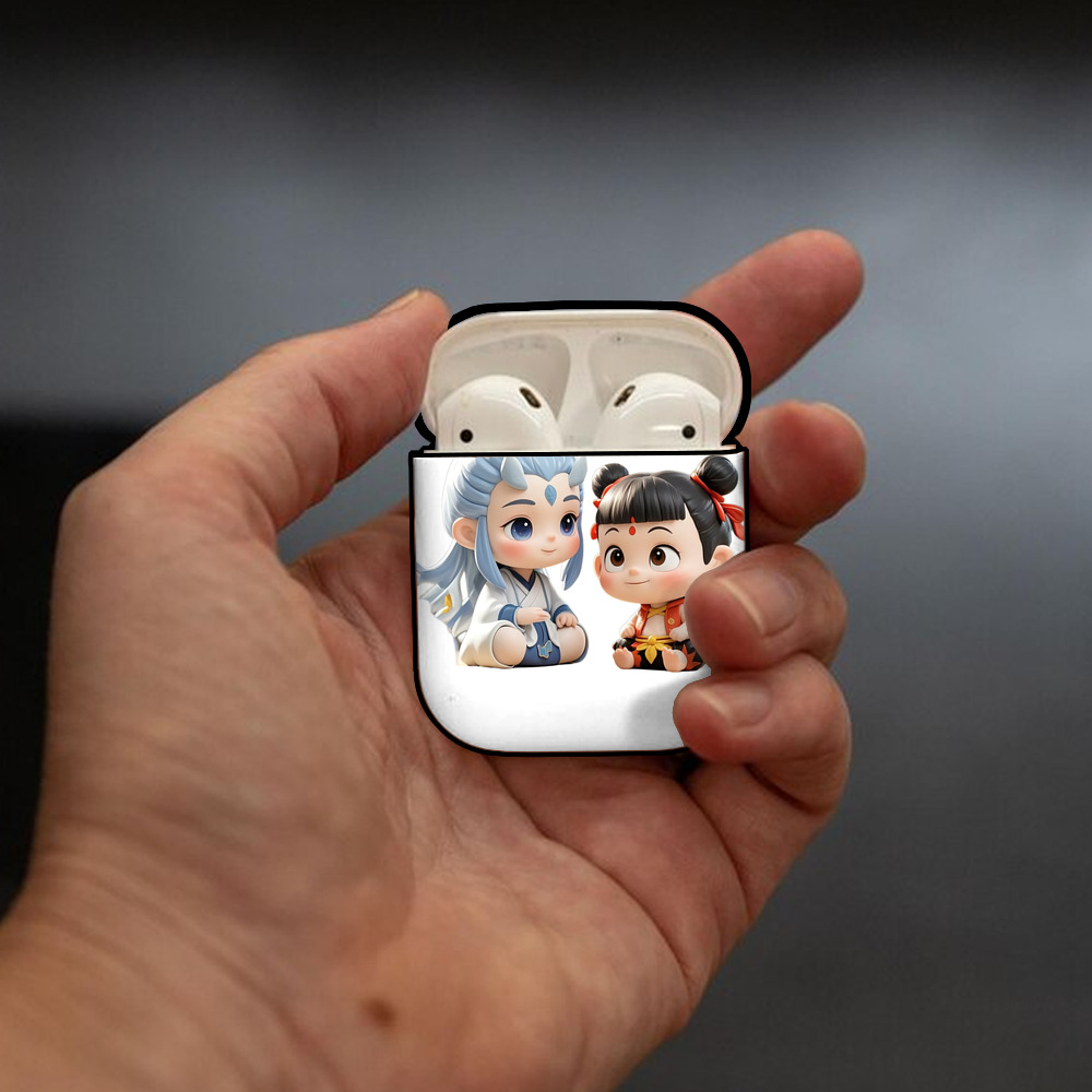 Ne Zha 2 ナタ 魔童の大暴れ AirPods 第2世代保護ケース ハードシェル ブラック 耐衝撃・防指紋・カラビナ付き