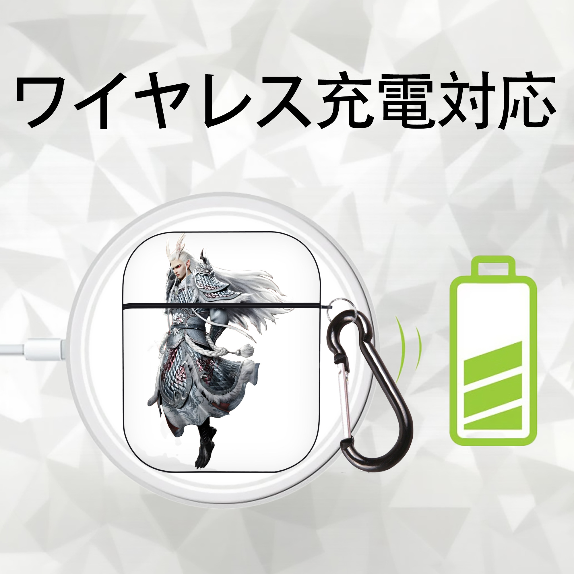 Ne Zha 2 ナタ 魔童の大暴れ AirPods 第2世代保護ケース ハードシェル ブラック 耐衝撃・防指紋・カラビナ付き