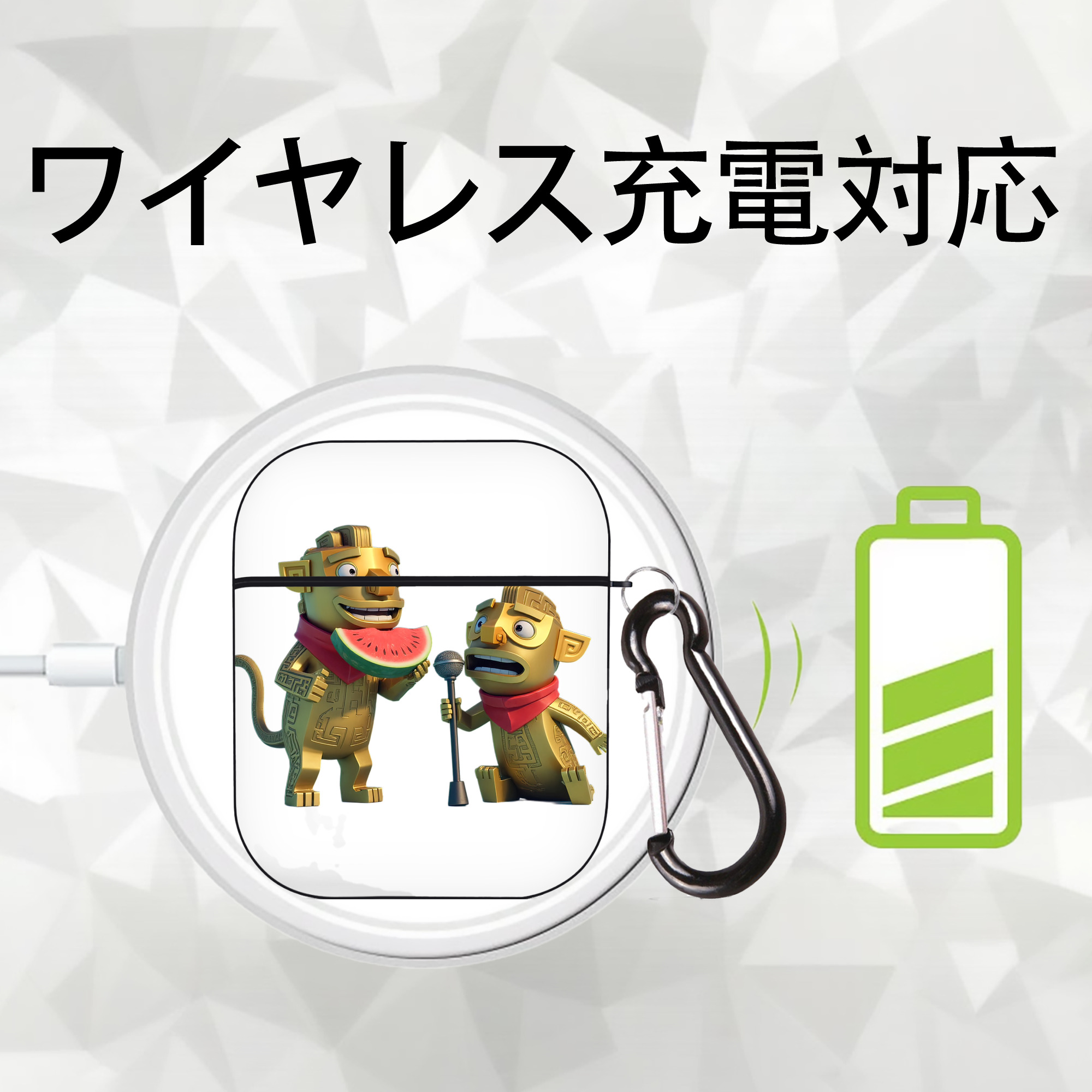 Ne Zha 2 ナタ 魔童の大暴れ AirPods 第2世代保護ケース ハードシェル ブラック 耐衝撃・防指紋・カラビナ付き
