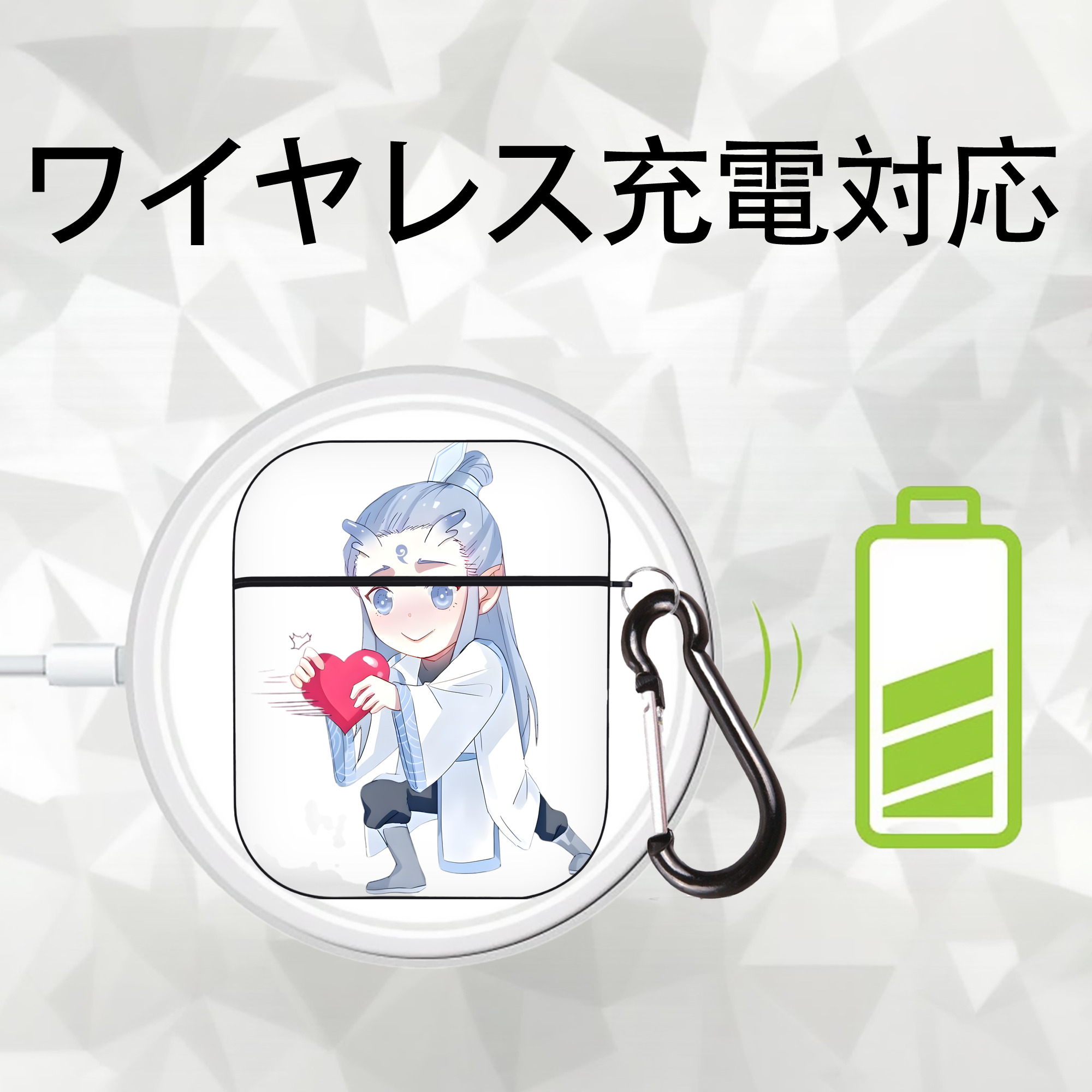 Ne Zha 2 ナタ 魔童の大暴れ AirPods 第2世代保護ケース ハードシェル ブラック 耐衝撃・防指紋・カラビナ付き
