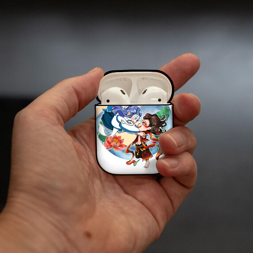 Ne Zha 2 ナタ 魔童の大暴れ AirPods 第2世代保護ケース ハードシェル ブラック 耐衝撃・防指紋・カラビナ付き