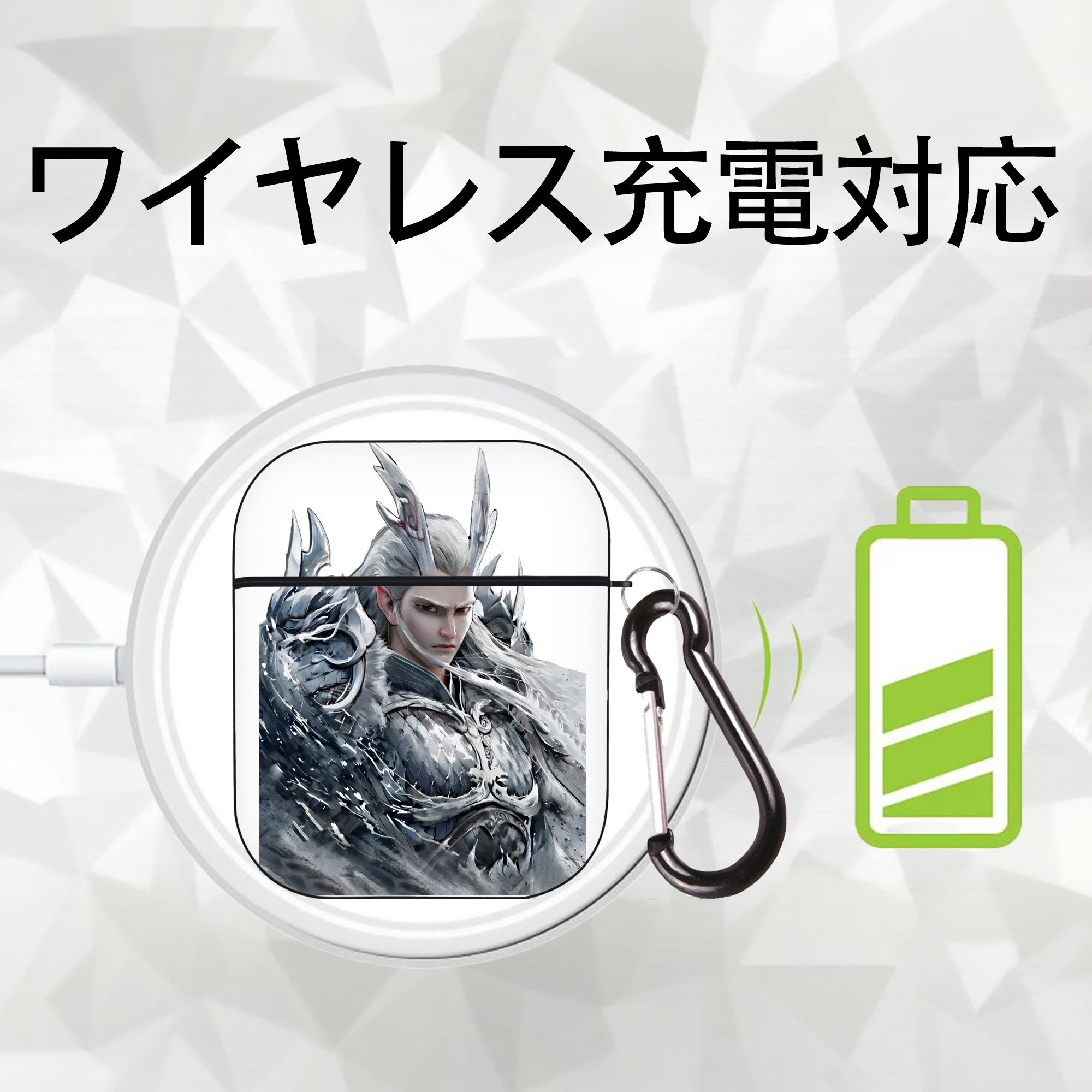 Ne Zha 2 ナタ 魔童の大暴れ AirPods 第2世代保護ケース ハードシェル ブラック 耐衝撃・防指紋・カラビナ付き