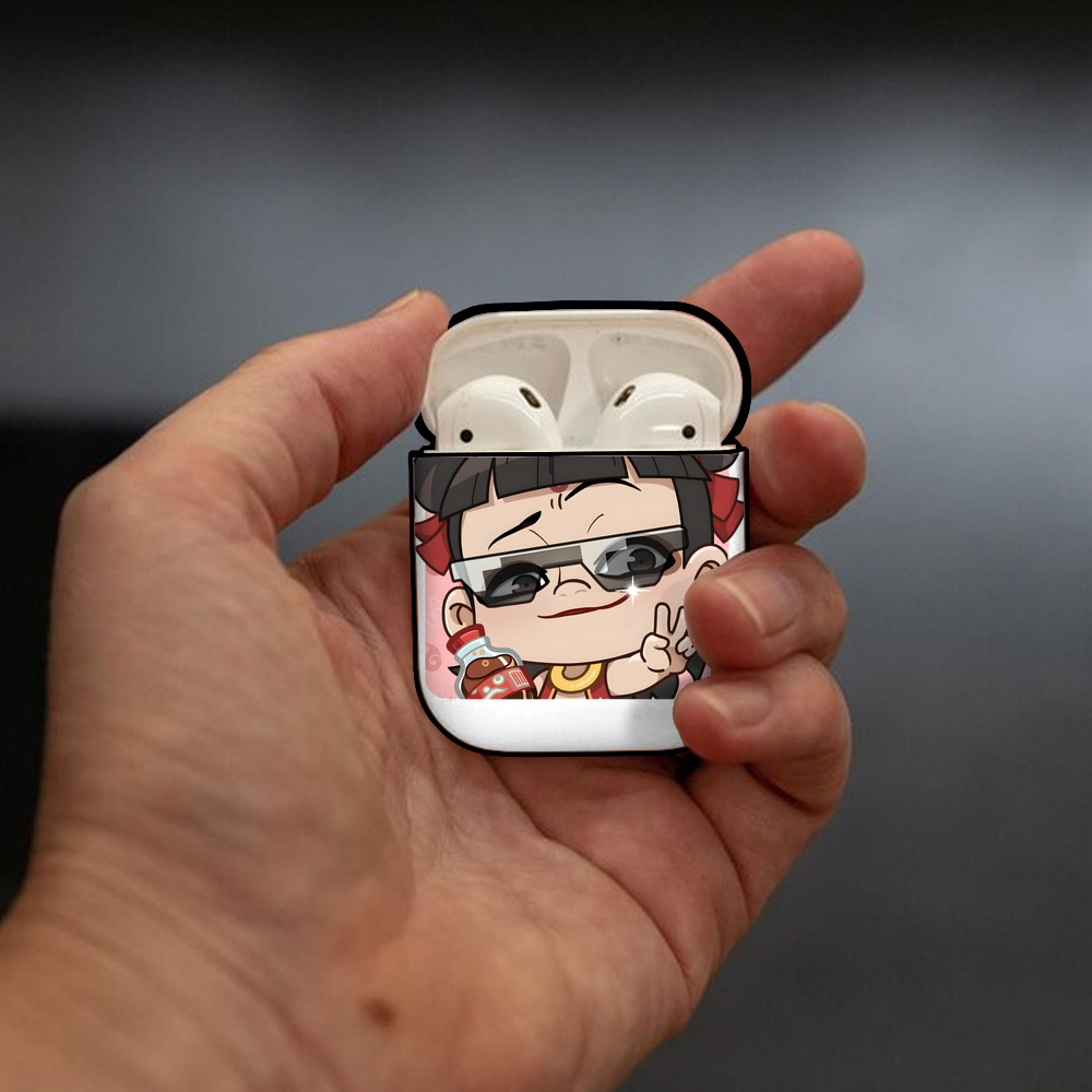 Ne Zha 2 ナタ 魔童の大暴れ AirPods 第2世代保護ケース ハードシェル ブラック 耐衝撃・防指紋・カラビナ付き