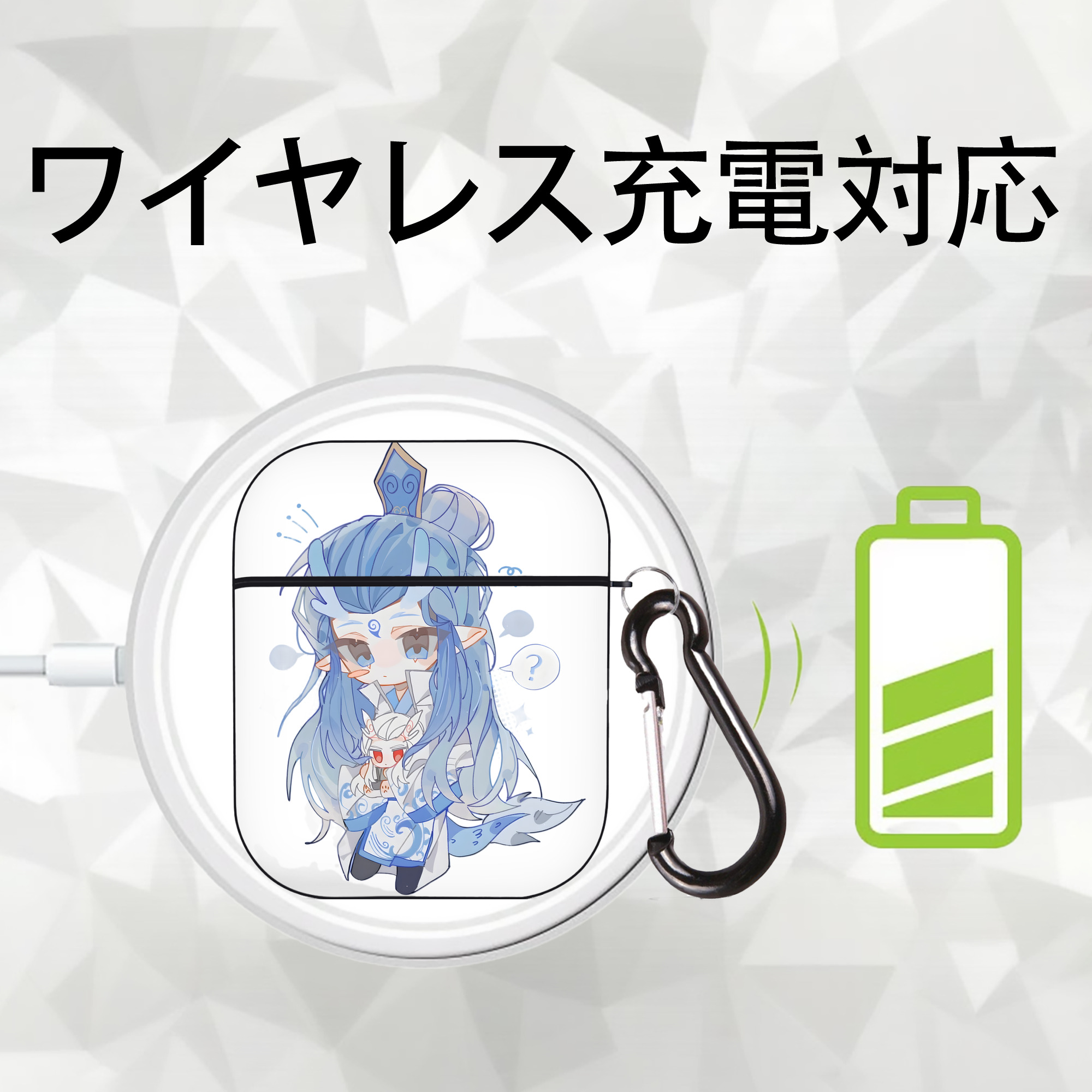 Ne Zha 2 ナタ 魔童の大暴れ AirPods 第2世代保護ケース ハードシェル ブラック 耐衝撃・防指紋・カラビナ付き
