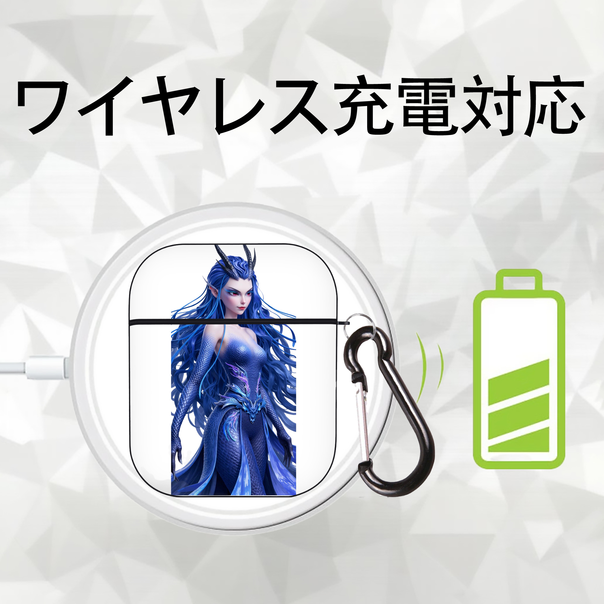 Ne Zha 2 ナタ 魔童の大暴れ AirPods 第2世代保護ケース ハードシェル ブラック 耐衝撃・防指紋・カラビナ付き