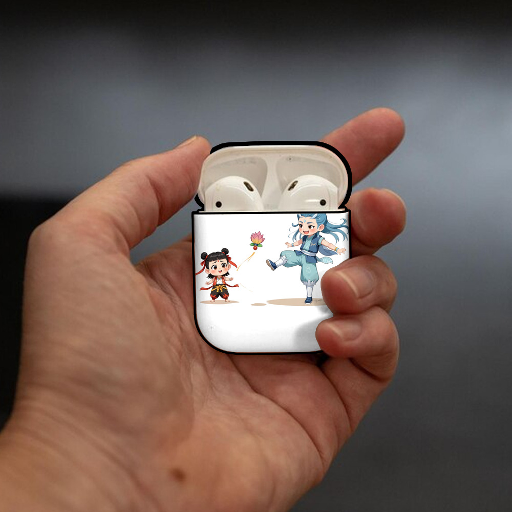 Ne Zha 2 ナタ 魔童の大暴れ AirPods 第2世代保護ケース ハードシェル ブラック 耐衝撃・防指紋・カラビナ付き