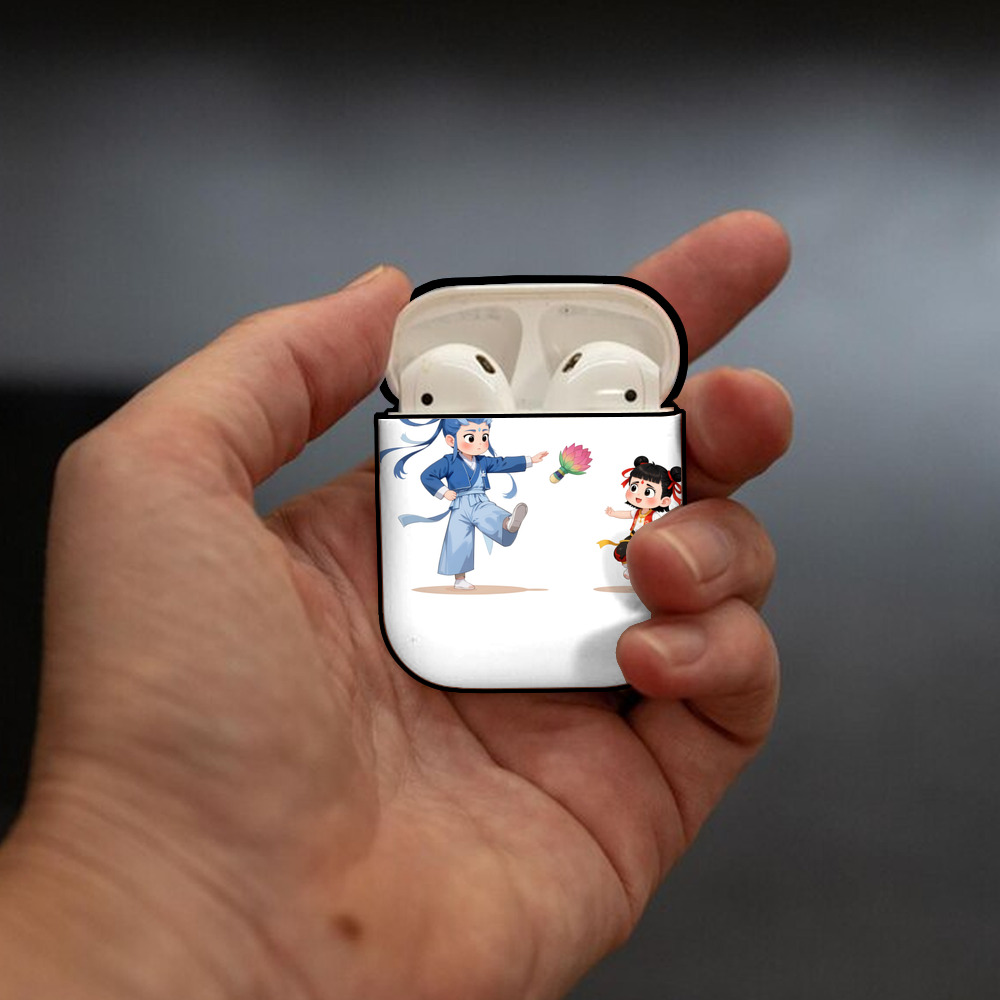 Ne Zha 2 ナタ 魔童の大暴れ AirPods 第2世代保護ケース ハードシェル ブラック 耐衝撃・防指紋・カラビナ付き