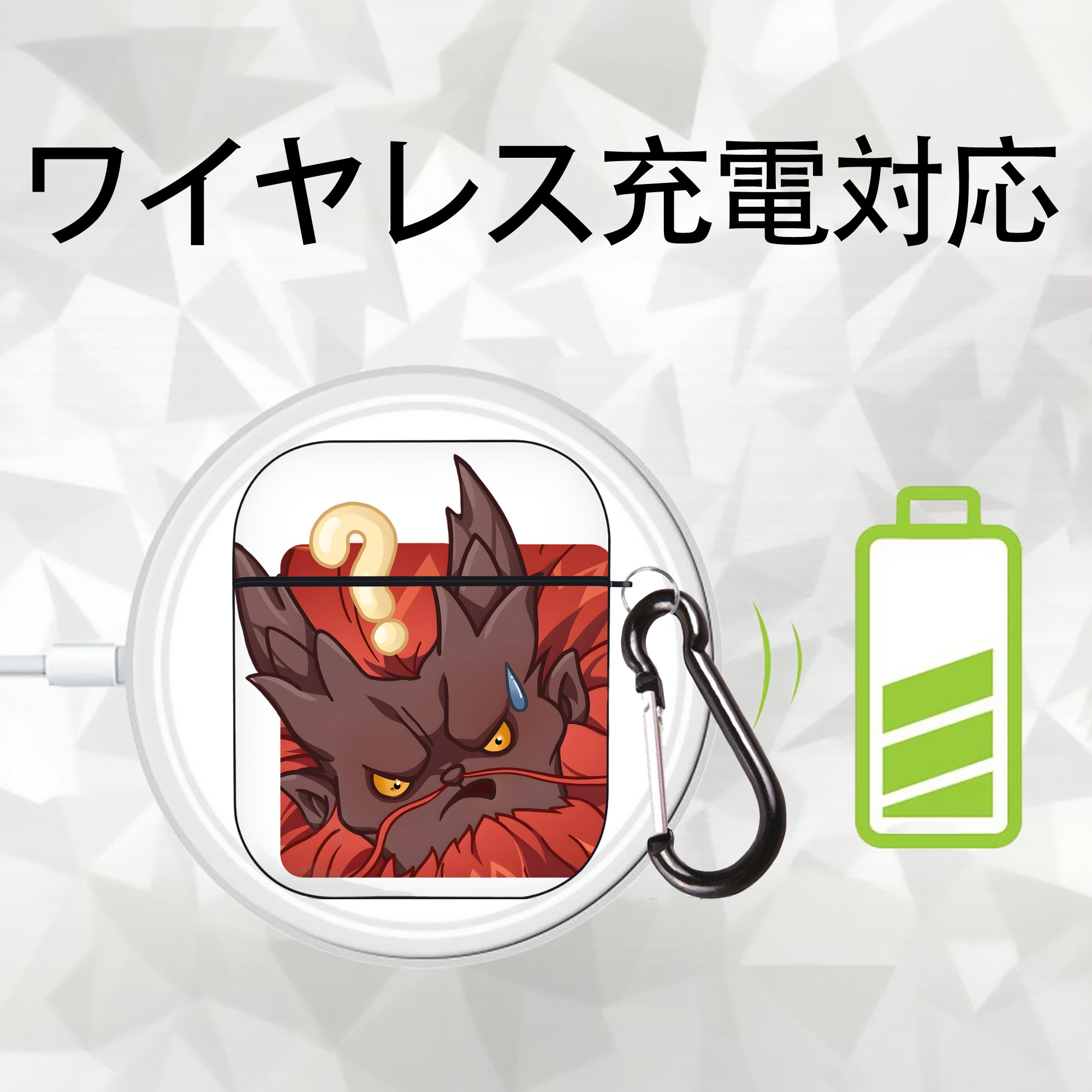 Ne Zha 2 ナタ 魔童の大暴れ AirPods 第2世代保護ケース ハードシェル ブラック 耐衝撃・防指紋・カラビナ付き