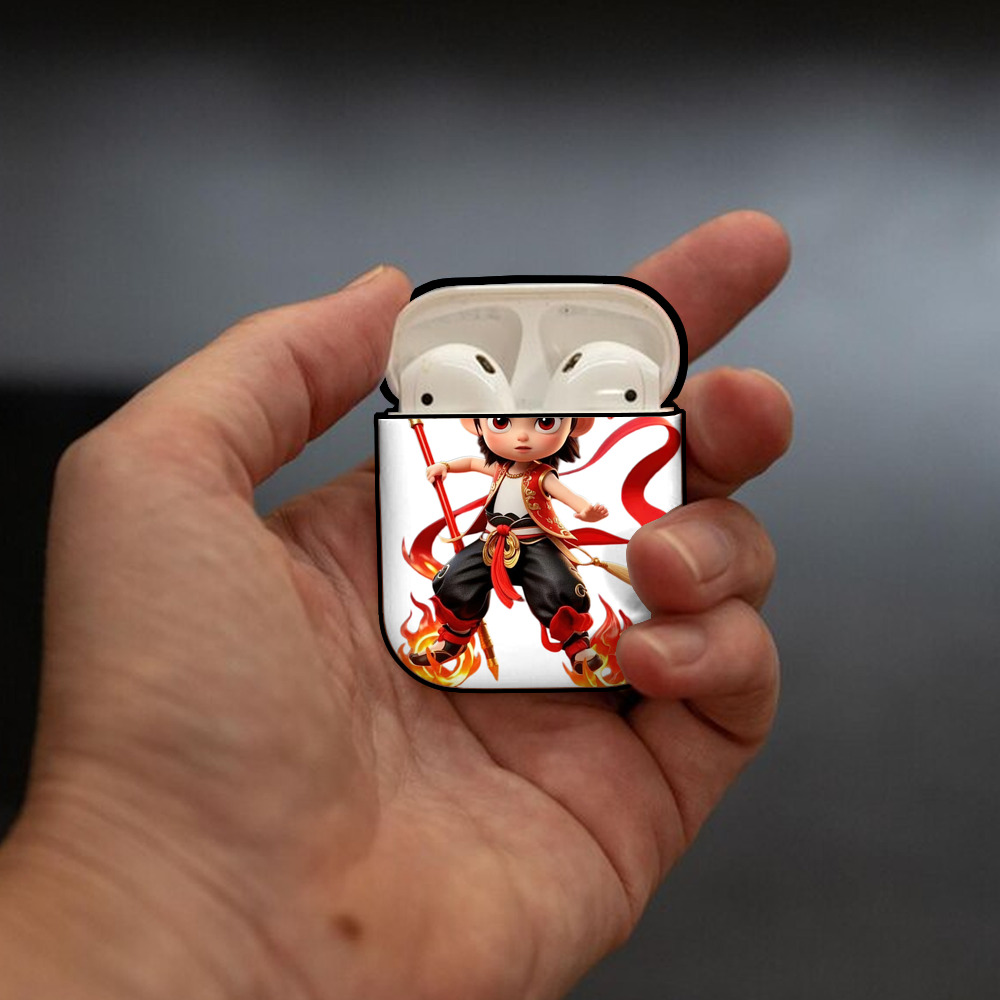 Ne Zha 2 ナタ 魔童の大暴れ AirPods 第2世代保護ケース ハードシェル ブラック 耐衝撃・防指紋・カラビナ付き