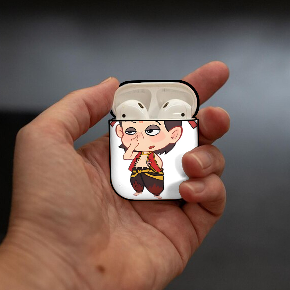 Ne Zha 2 ナタ 魔童の大暴れ AirPods 第2世代保護ケース ハードシェル ブラック 耐衝撃・防指紋・カラビナ付き