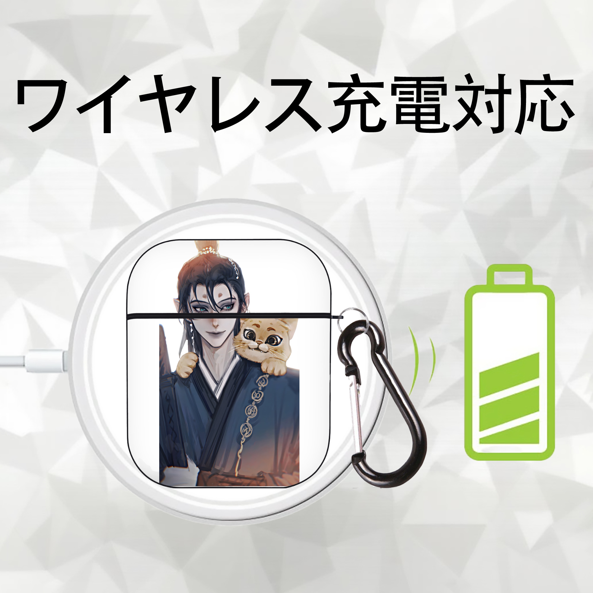 Ne Zha 2 ナタ 魔童の大暴れ AirPods 第2世代保護ケース ハードシェル ブラック 耐衝撃・防指紋・カラビナ付き