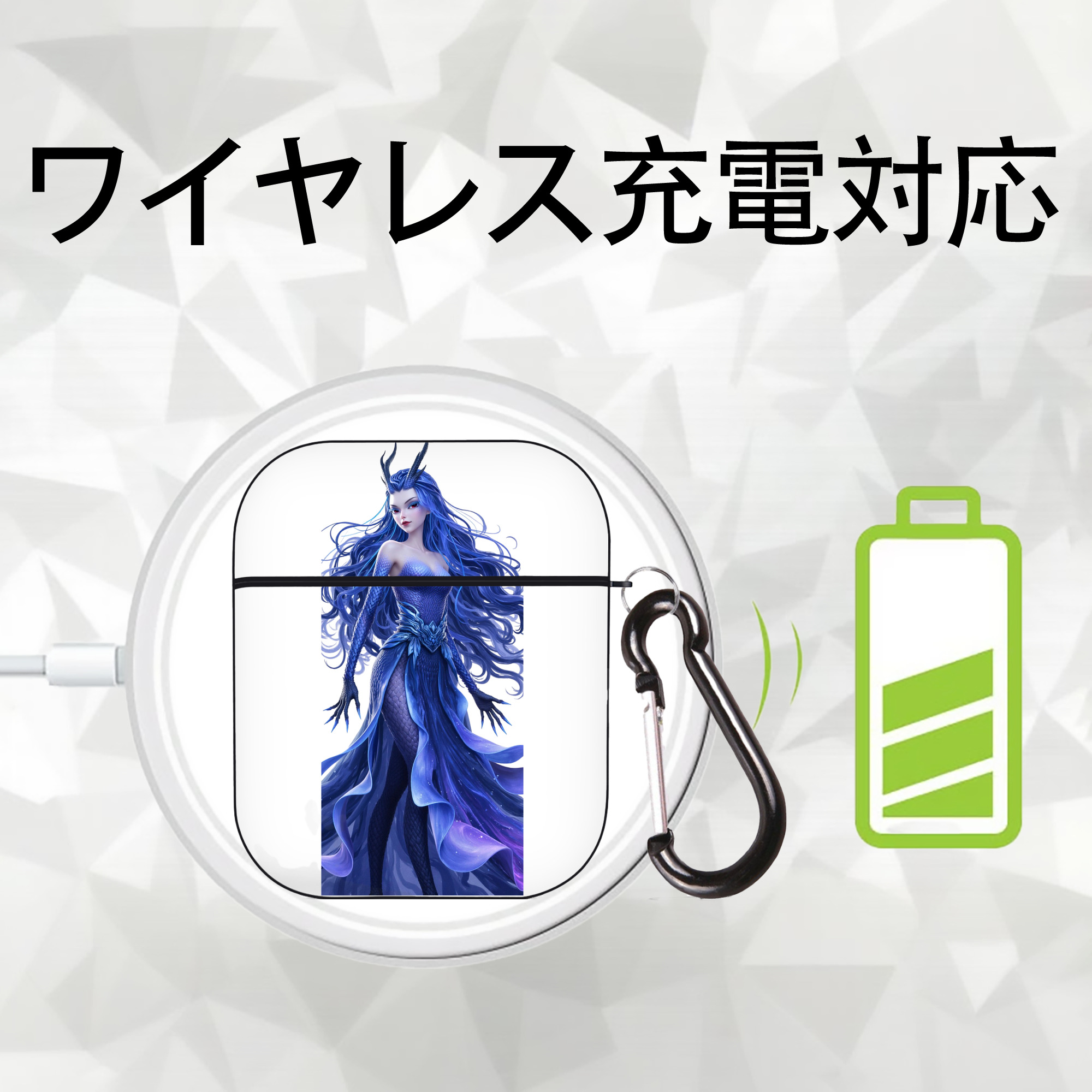 Ne Zha 2 ナタ 魔童の大暴れ AirPods 第2世代保護ケース ハードシェル ブラック 耐衝撃・防指紋・カラビナ付き