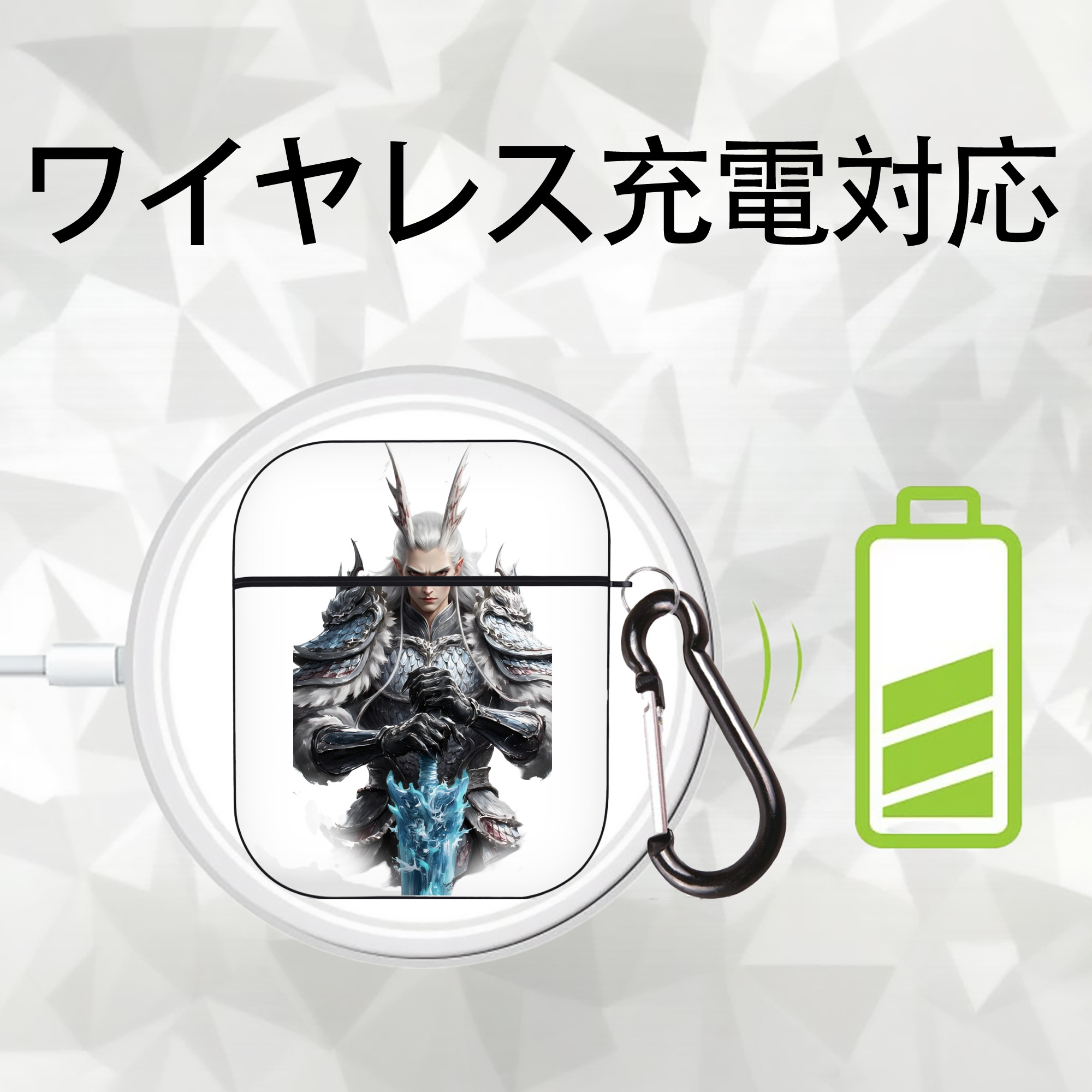 Ne Zha 2 ナタ 魔童の大暴れ AirPods 第2世代保護ケース ハードシェル ブラック 耐衝撃・防指紋・カラビナ付き