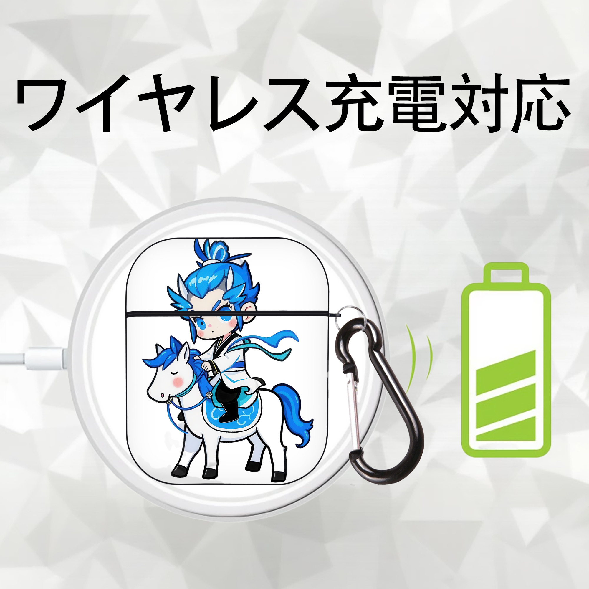 Ne Zha 2 ナタ 魔童の大暴れ AirPods 第2世代保護ケース ハードシェル ブラック 耐衝撃・防指紋・カラビナ付き