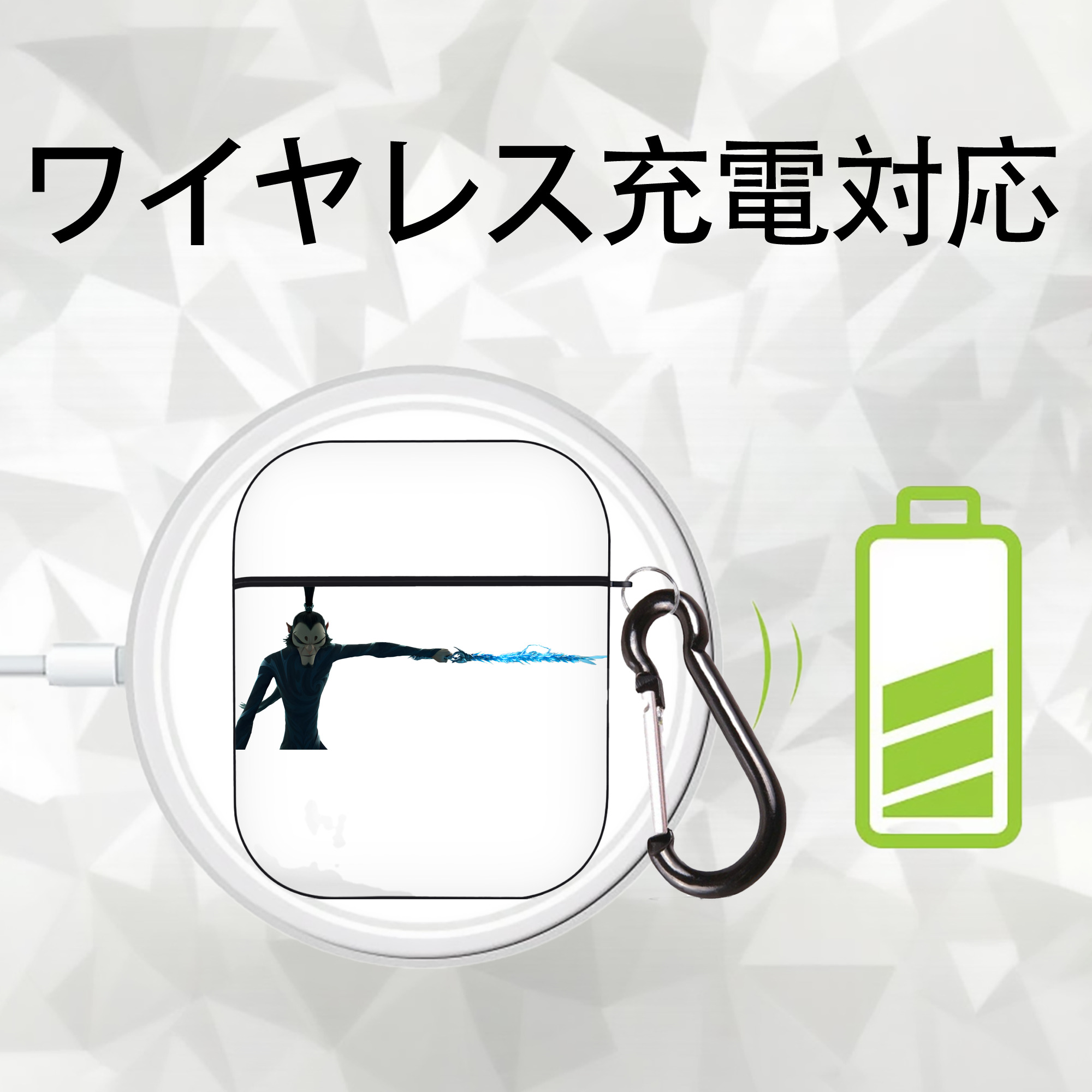 Ne Zha 2 ナタ 魔童の大暴れ AirPods 第2世代保護ケース ハードシェル ブラック 耐衝撃・防指紋・カラビナ付き