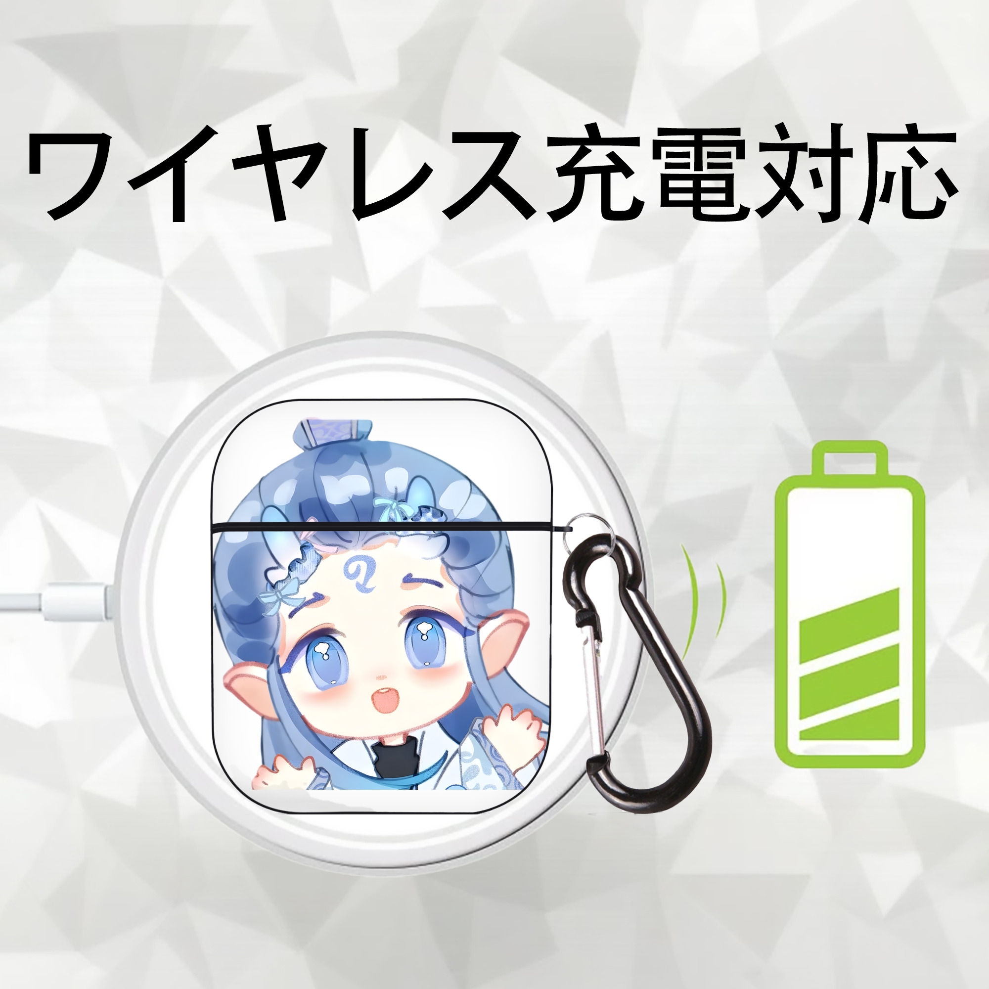 Ne Zha 2 ナタ 魔童の大暴れ AirPods 第2世代保護ケース ハードシェル ブラック 耐衝撃・防指紋・カラビナ付き