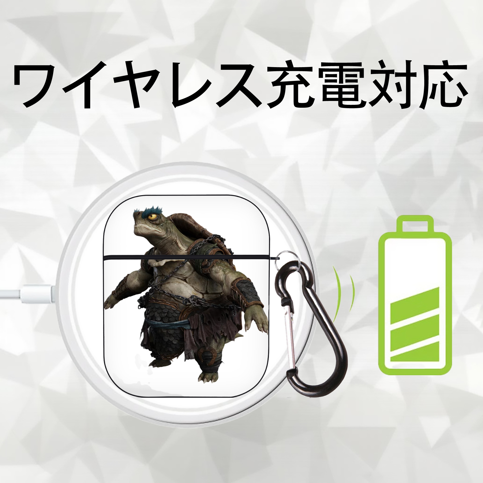 Ne Zha 2 ナタ 魔童の大暴れ AirPods 第2世代保護ケース ハードシェル ブラック 耐衝撃・防指紋・カラビナ付き