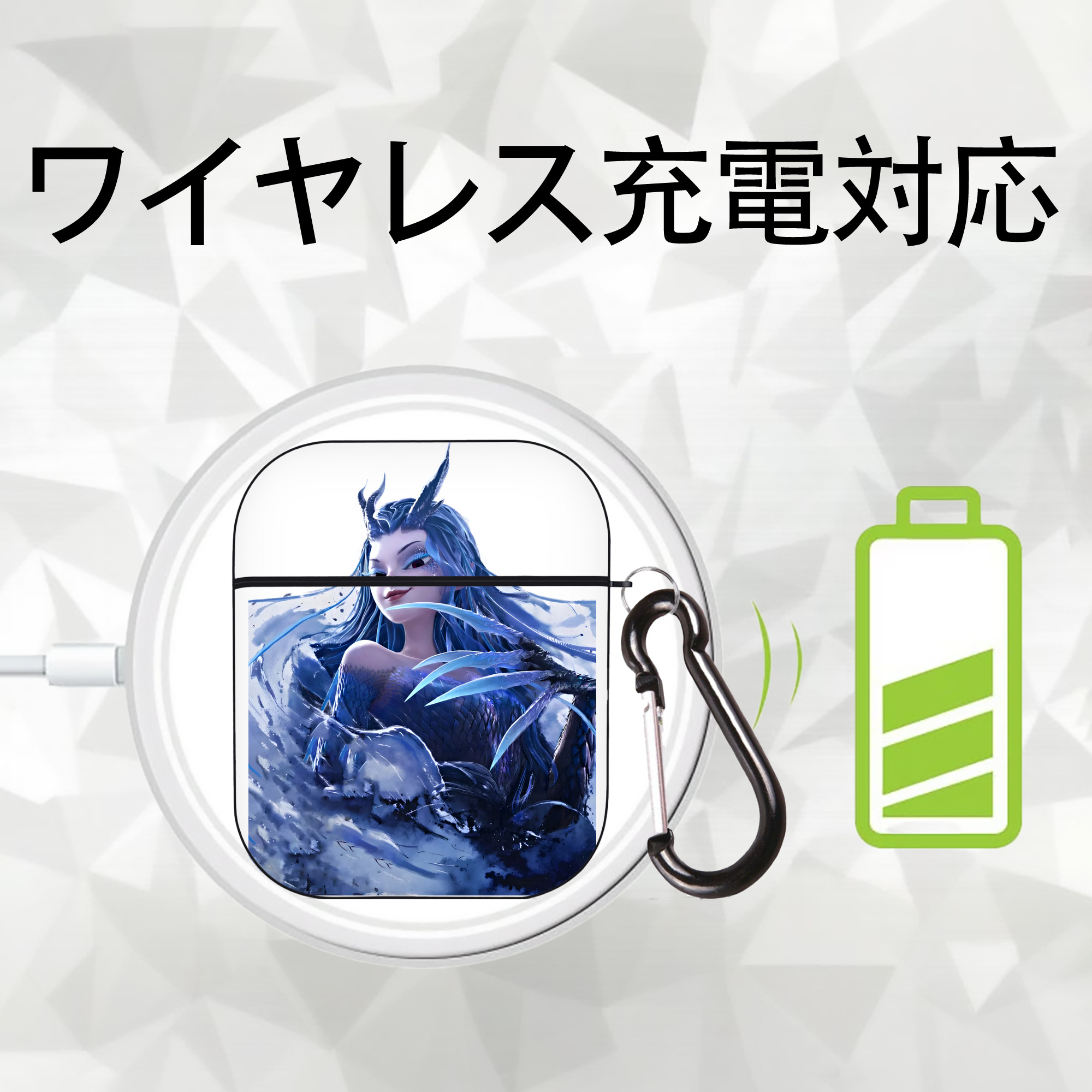Ne Zha 2 ナタ 魔童の大暴れ AirPods 第2世代保護ケース ハードシェル ブラック 耐衝撃・防指紋・カラビナ付き