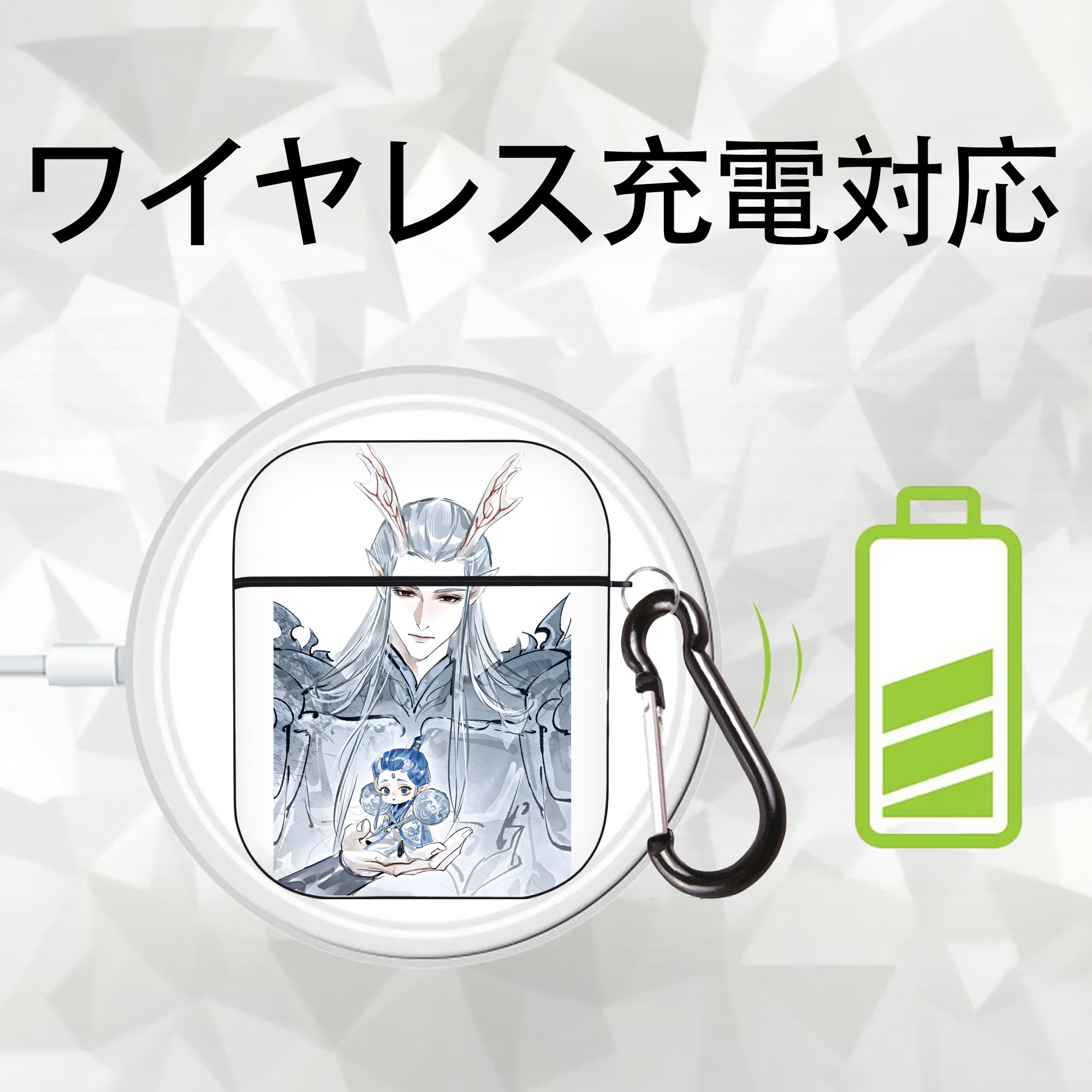 Ne Zha 2 ナタ 魔童の大暴れ AirPods 第2世代保護ケース ハードシェル ブラック 耐衝撃・防指紋・カラビナ付き