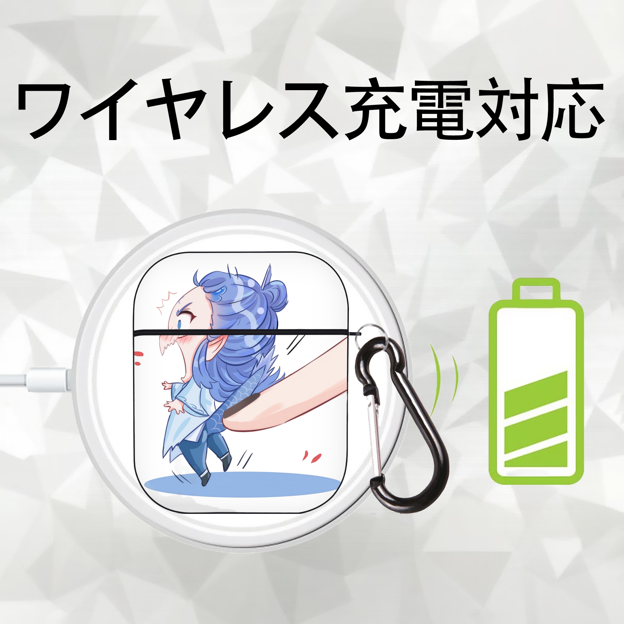 Ne Zha 2 ナタ 魔童の大暴れ AirPods 第2世代保護ケース ハードシェル ブラック 耐衝撃・防指紋・カラビナ付き