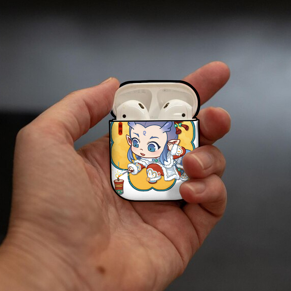 Ne Zha 2 ナタ 魔童の大暴れ AirPods 第2世代保護ケース ハードシェル ブラック 耐衝撃・防指紋・カラビナ付き
