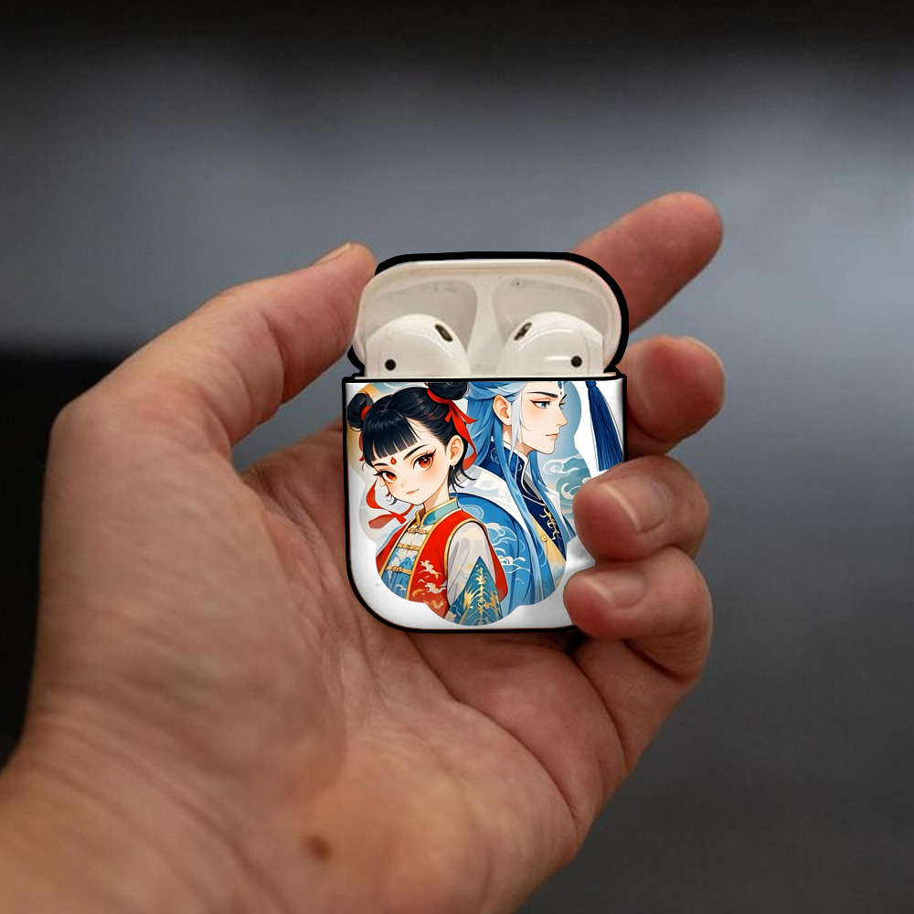 Ne Zha 2 ナタ 魔童の大暴れ AirPods 第2世代保護ケース ハードシェル ブラック 耐衝撃・防指紋・カラビナ付き