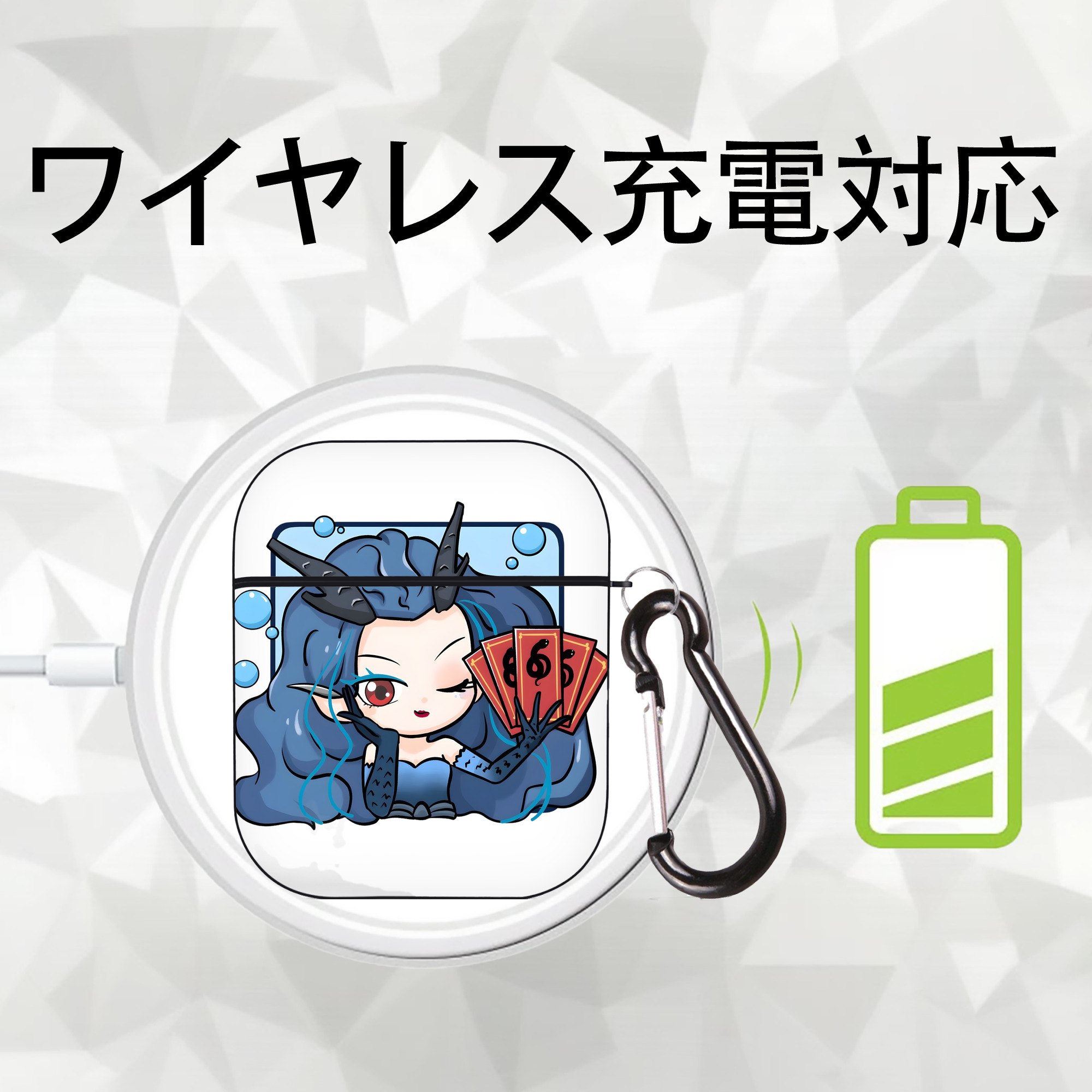Ne Zha 2 ナタ 魔童の大暴れ AirPods 第2世代保護ケース ハードシェル ブラック 耐衝撃・防指紋・カラビナ付き