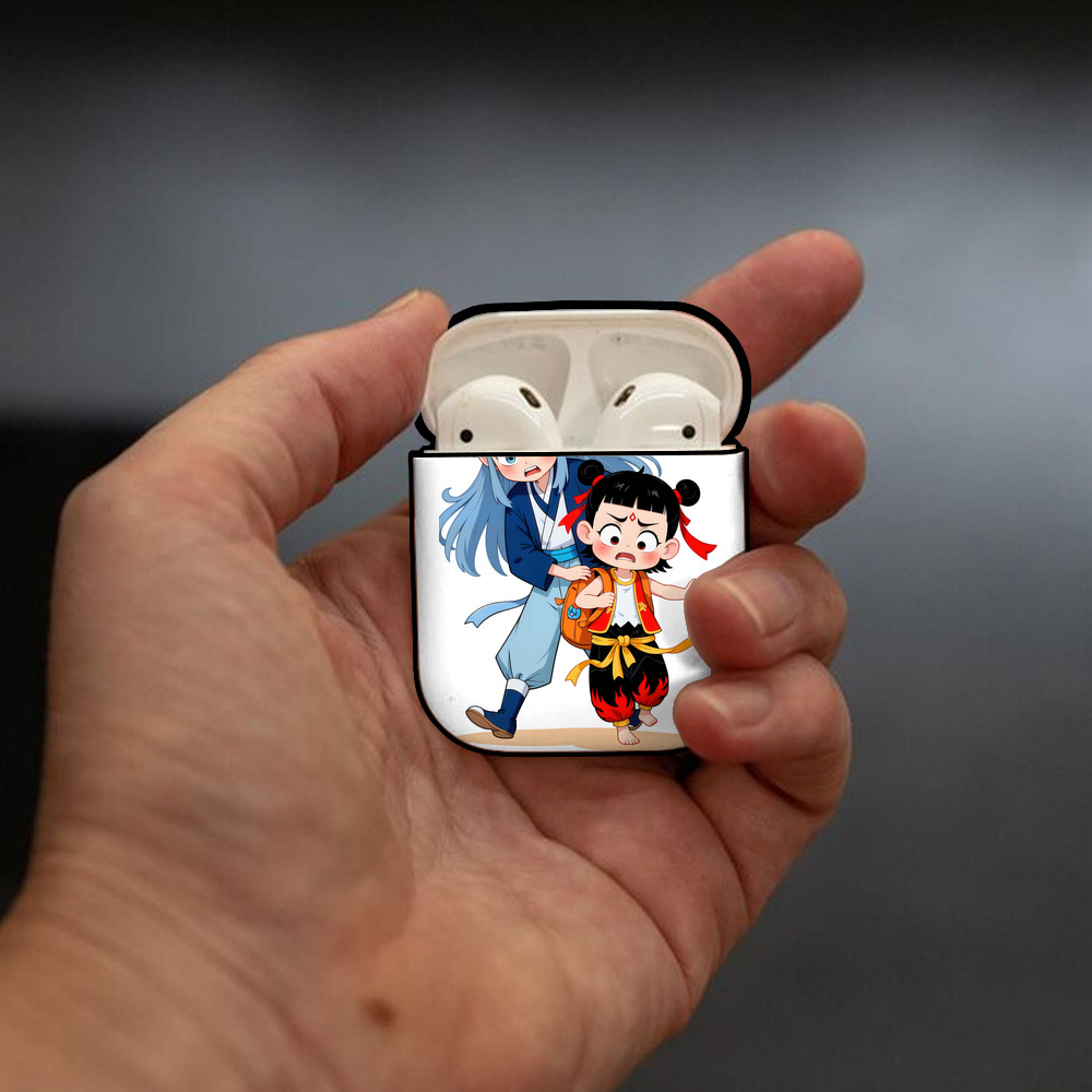 Ne Zha 2 ナタ 魔童の大暴れ AirPods 第2世代保護ケース ハードシェル ブラック 耐衝撃・防指紋・カラビナ付き