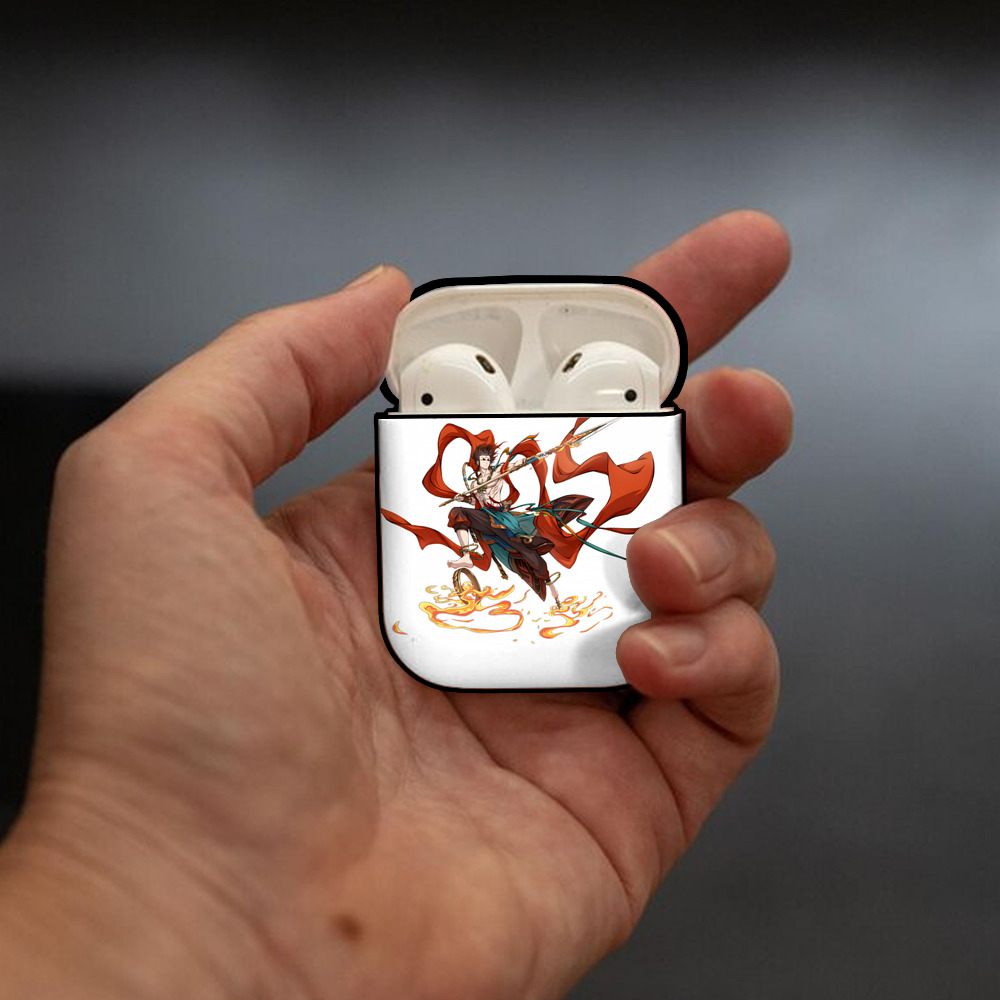 Ne Zha 2 ナタ 魔童の大暴れ AirPods 第2世代保護ケース ハードシェル ブラック 耐衝撃・防指紋・カラビナ付き