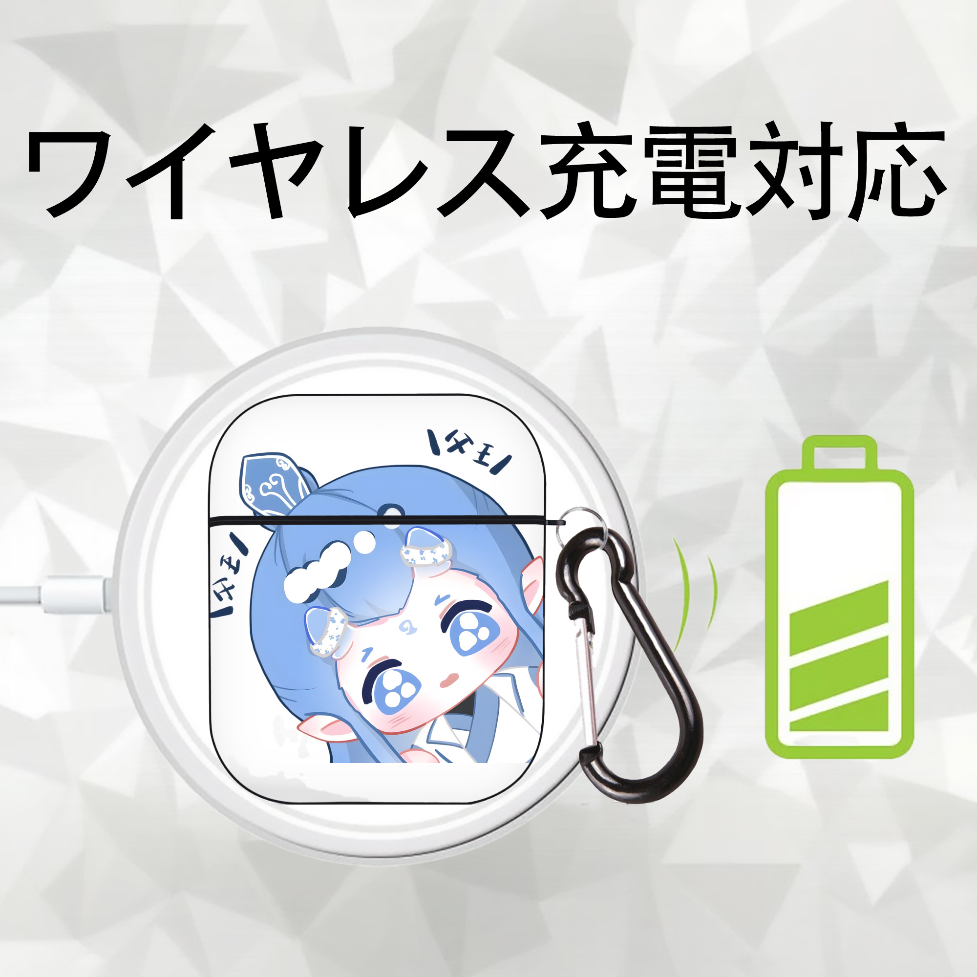 Ne Zha 2 ナタ 魔童の大暴れ AirPods 第2世代保護ケース ハードシェル ブラック 耐衝撃・防指紋・カラビナ付き