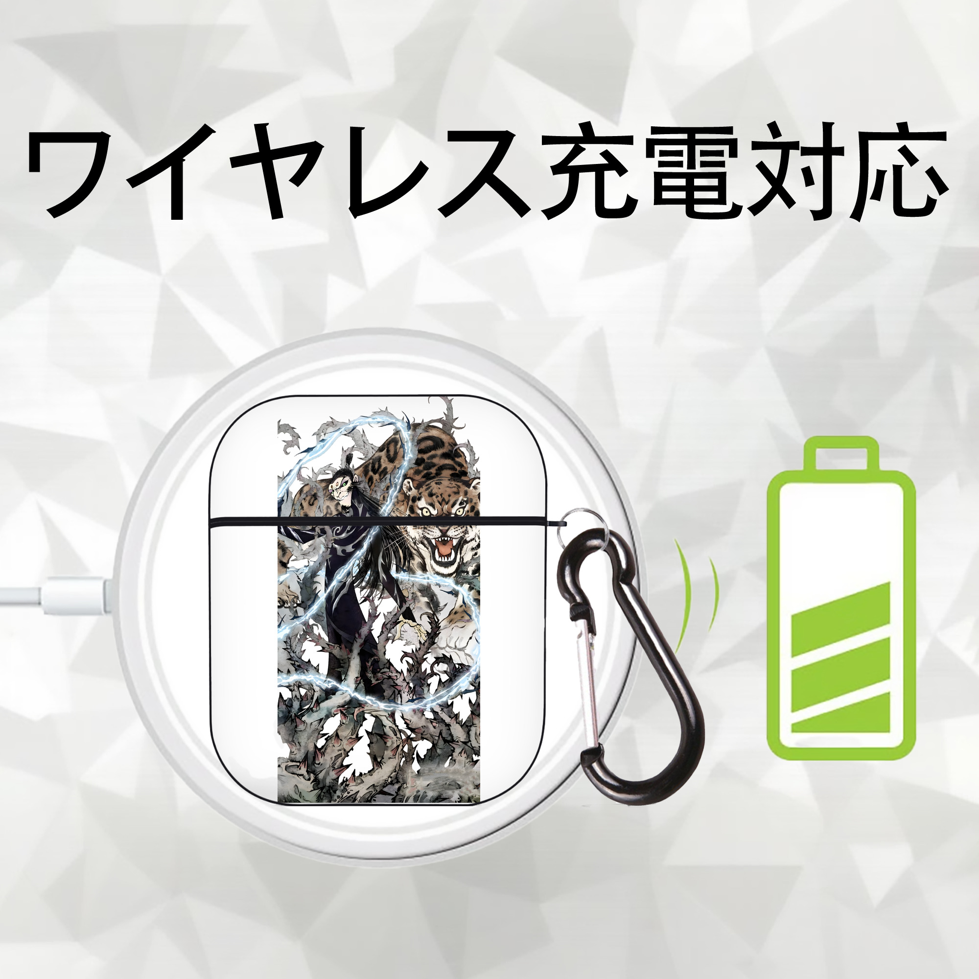 Ne Zha 2 ナタ 魔童の大暴れ AirPods 第2世代保護ケース ハードシェル ブラック 耐衝撃・防指紋・カラビナ付き