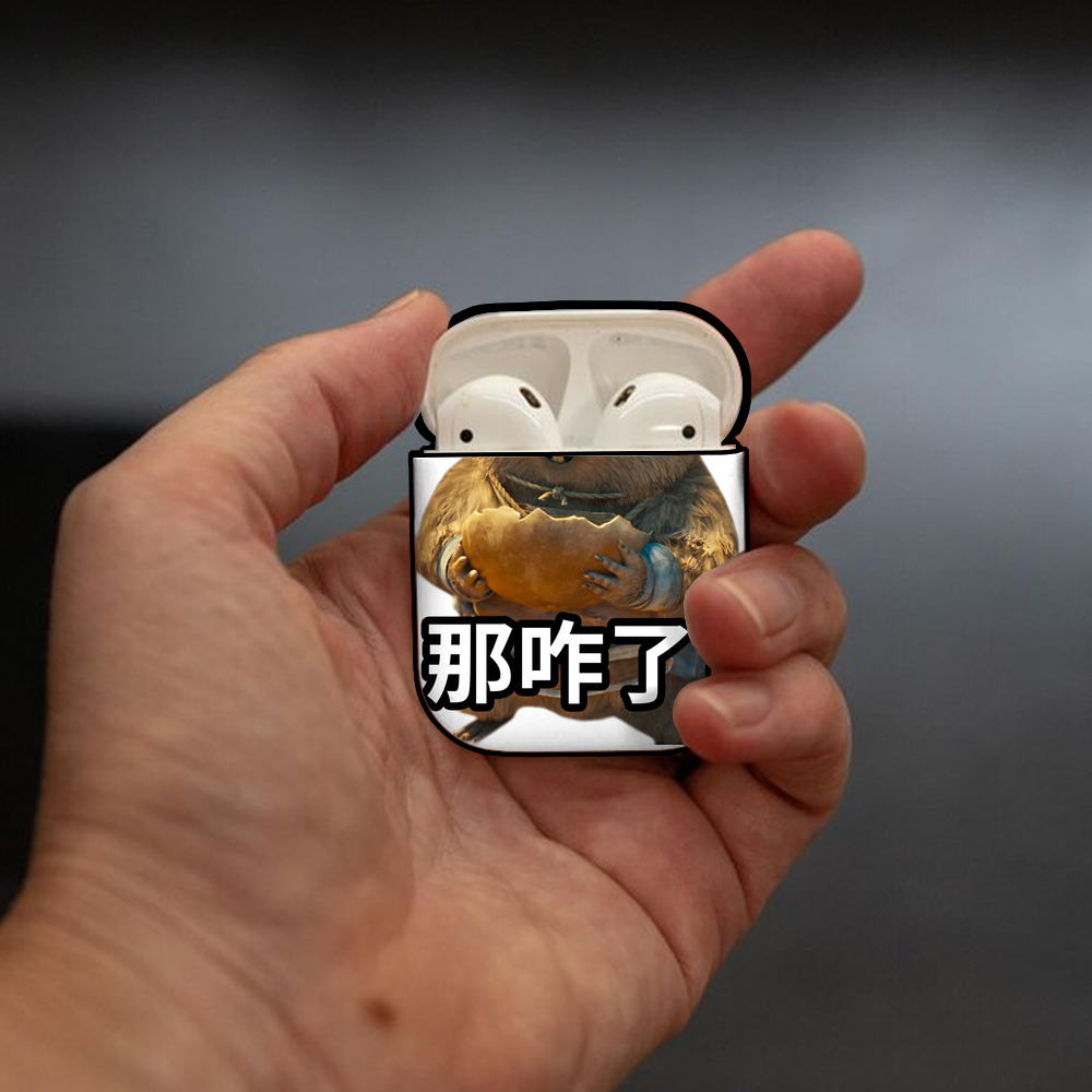 Ne Zha 2 ナタ 魔童の大暴れ AirPods 第2世代保護ケース ハードシェル ブラック 耐衝撃・防指紋・カラビナ付き