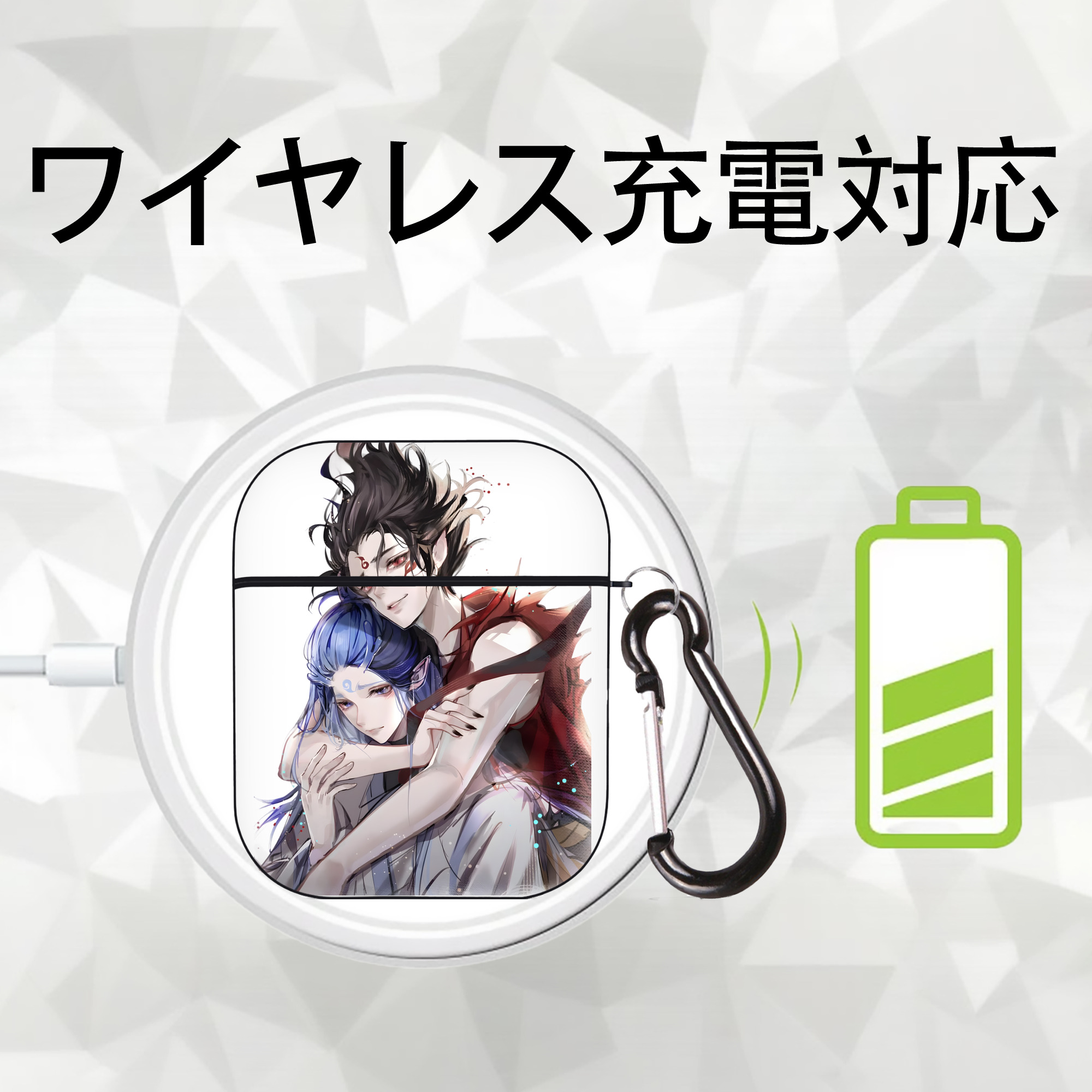 Ne Zha 2 ナタ 魔童の大暴れ AirPods 第2世代保護ケース ハードシェル ブラック 耐衝撃・防指紋・カラビナ付き