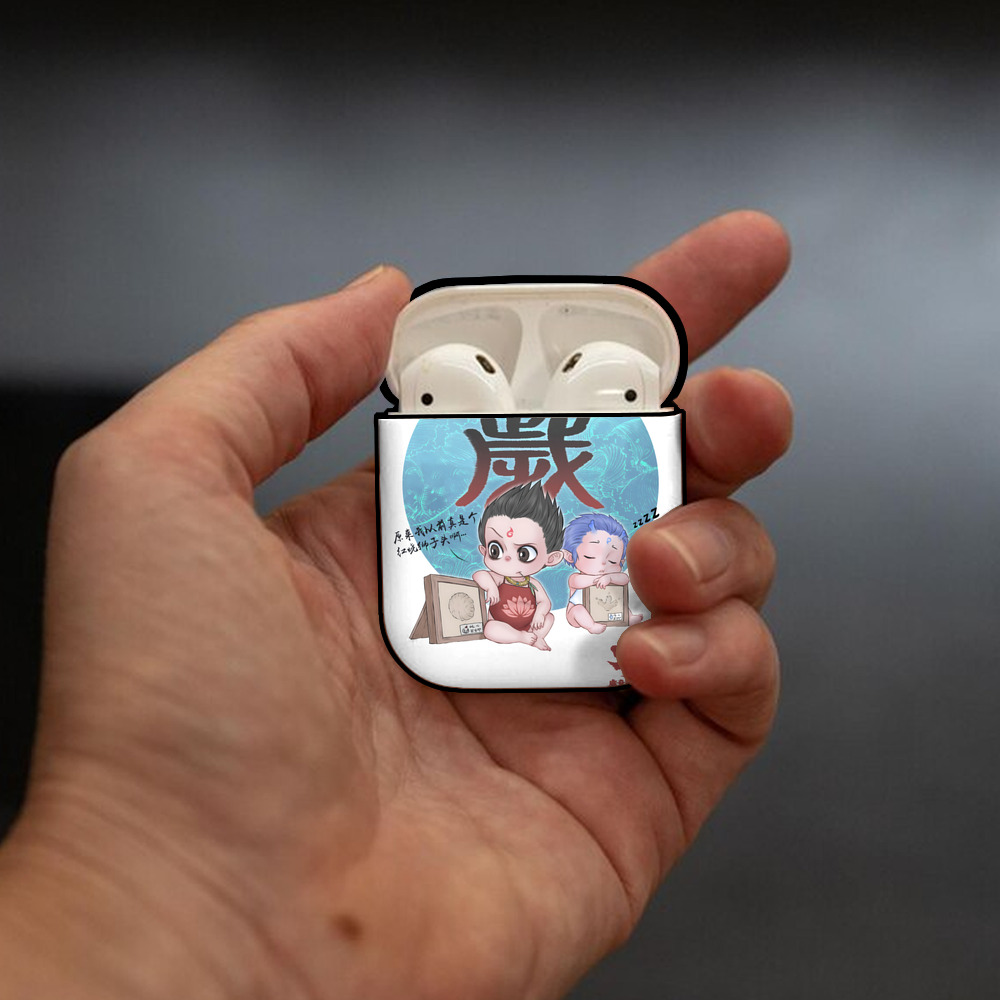 Ne Zha 2 ナタ 魔童の大暴れ AirPods 第2世代保護ケース ハードシェル ブラック 耐衝撃・防指紋・カラビナ付き