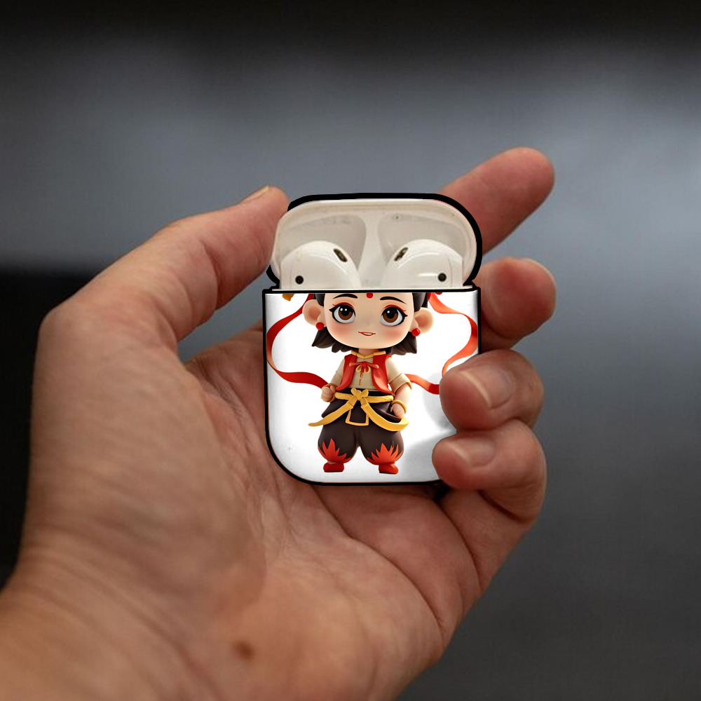 Ne Zha 2 ナタ 魔童の大暴れ AirPods 第2世代保護ケース ハードシェル ブラック 耐衝撃・防指紋・カラビナ付き