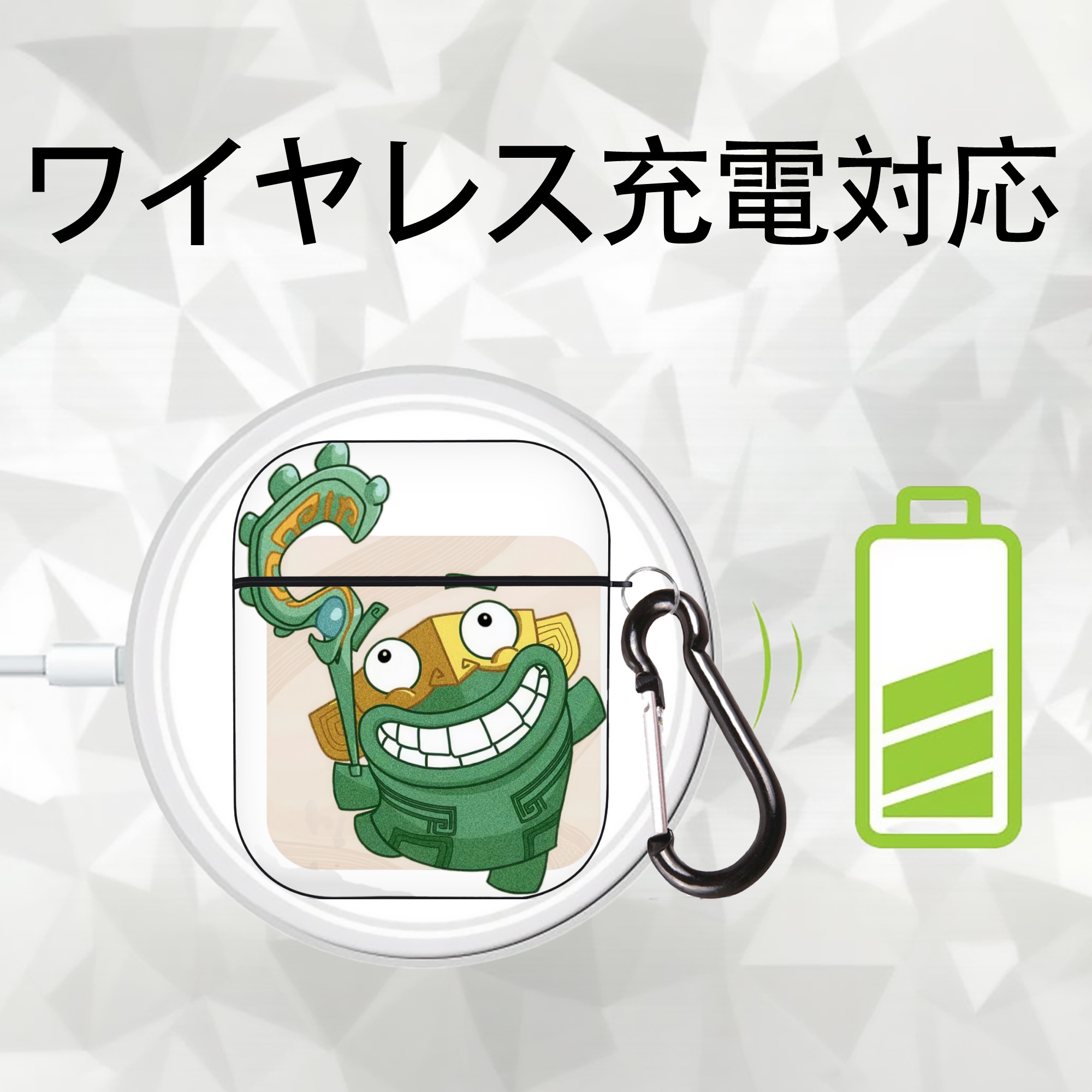Ne Zha 2 ナタ 魔童の大暴れ AirPods 第2世代保護ケース ハードシェル ブラック 耐衝撃・防指紋・カラビナ付き