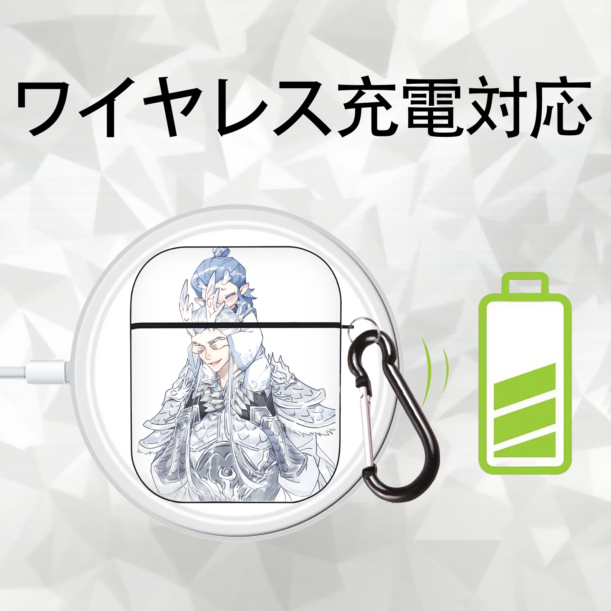 Ne Zha 2 ナタ 魔童の大暴れ AirPods 第2世代保護ケース ハードシェル ブラック 耐衝撃・防指紋・カラビナ付き