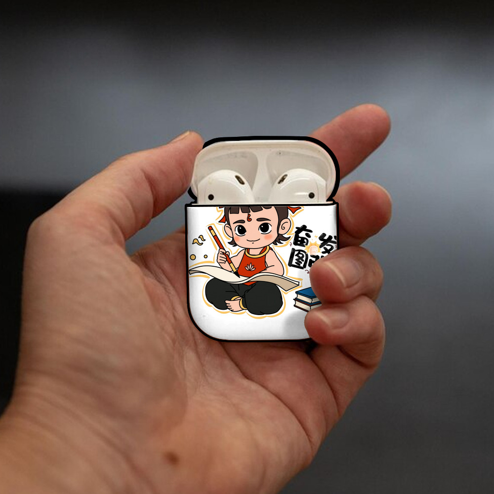 Ne Zha 2 ナタ 魔童の大暴れ AirPods 第2世代保護ケース ハードシェル ブラック 耐衝撃・防指紋・カラビナ付き