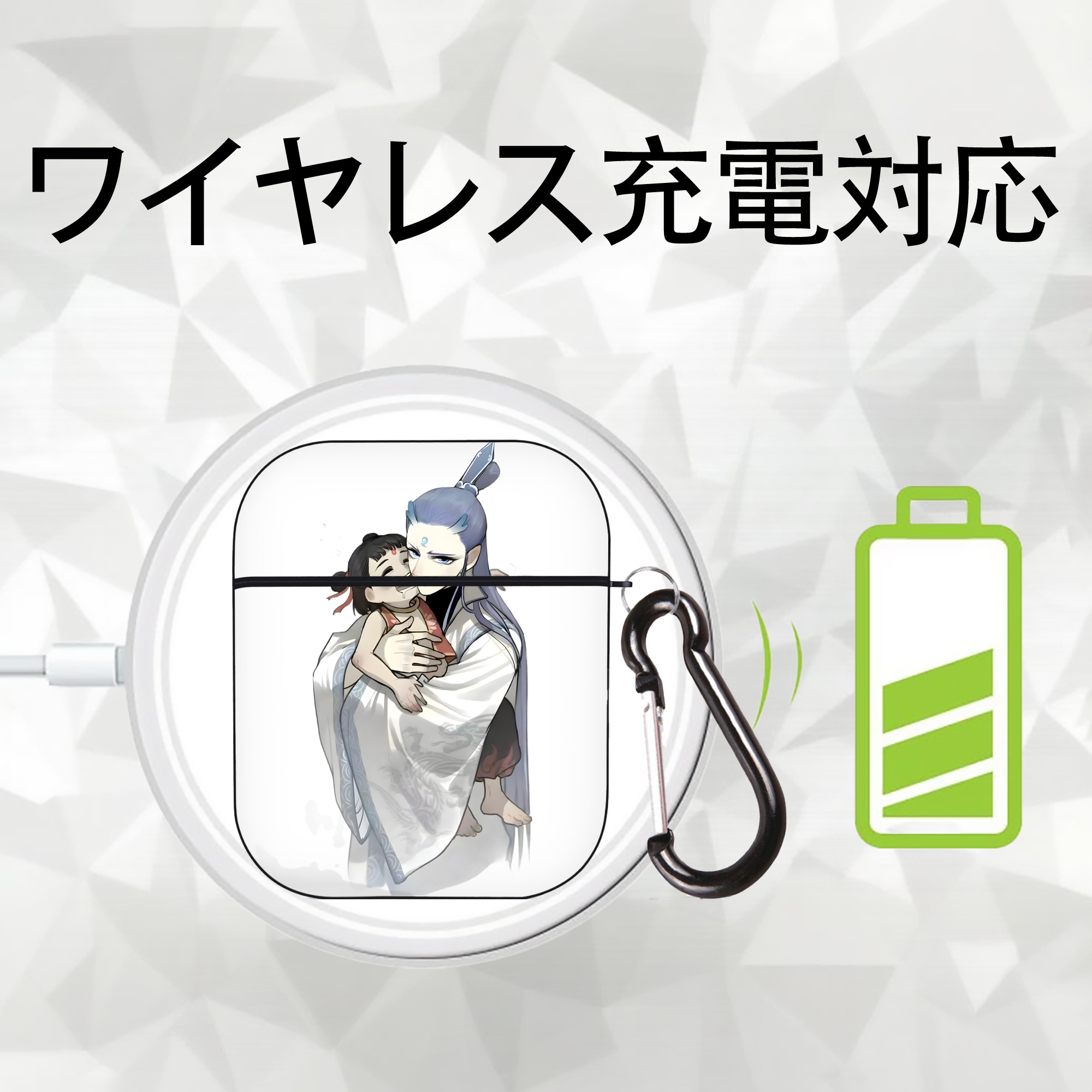 Ne Zha 2 ナタ 魔童の大暴れ AirPods 第2世代保護ケース ハードシェル ブラック 耐衝撃・防指紋・カラビナ付き