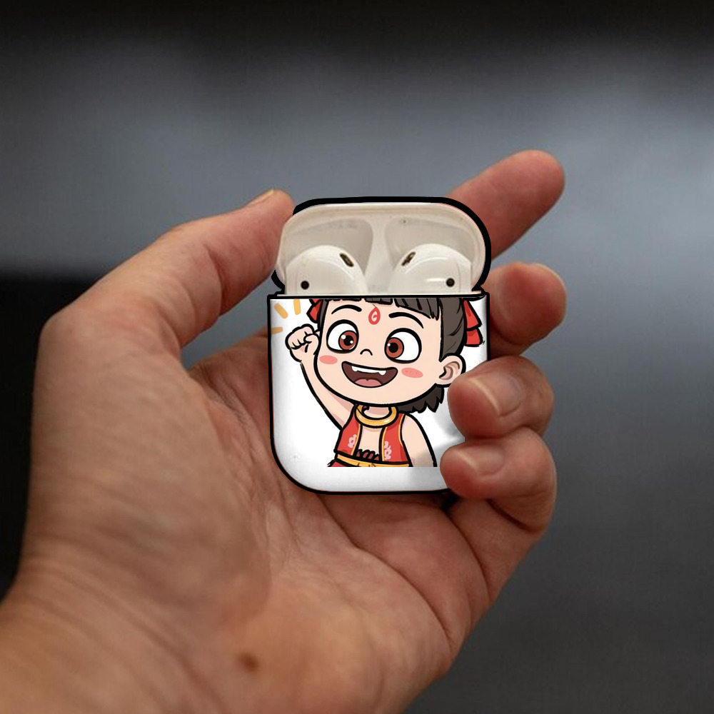 Ne Zha 2 ナタ 魔童の大暴れ AirPods 第2世代保護ケース ハードシェル ブラック 耐衝撃・防指紋・カラビナ付き