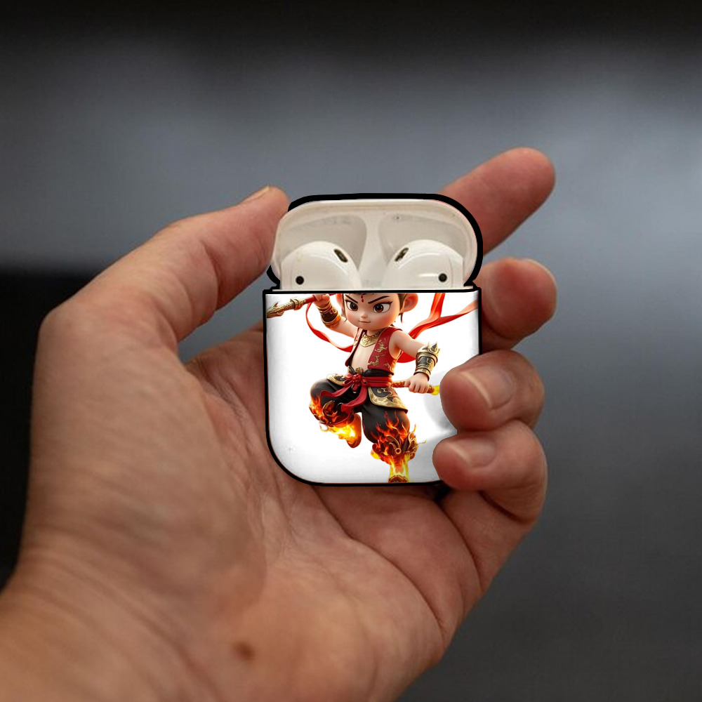 Ne Zha 2 ナタ 魔童の大暴れ AirPods 第2世代保護ケース ハードシェル ブラック 耐衝撃・防指紋・カラビナ付き