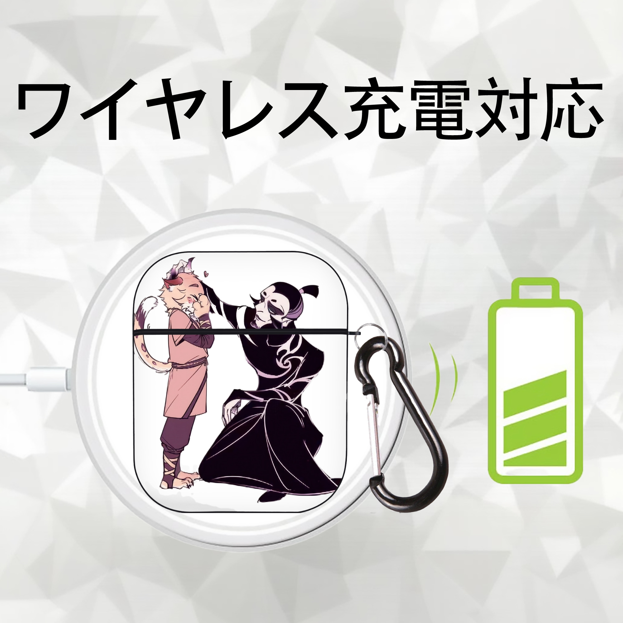 Ne Zha 2 ナタ 魔童の大暴れ AirPods 第2世代保護ケース ハードシェル ブラック 耐衝撃・防指紋・カラビナ付き