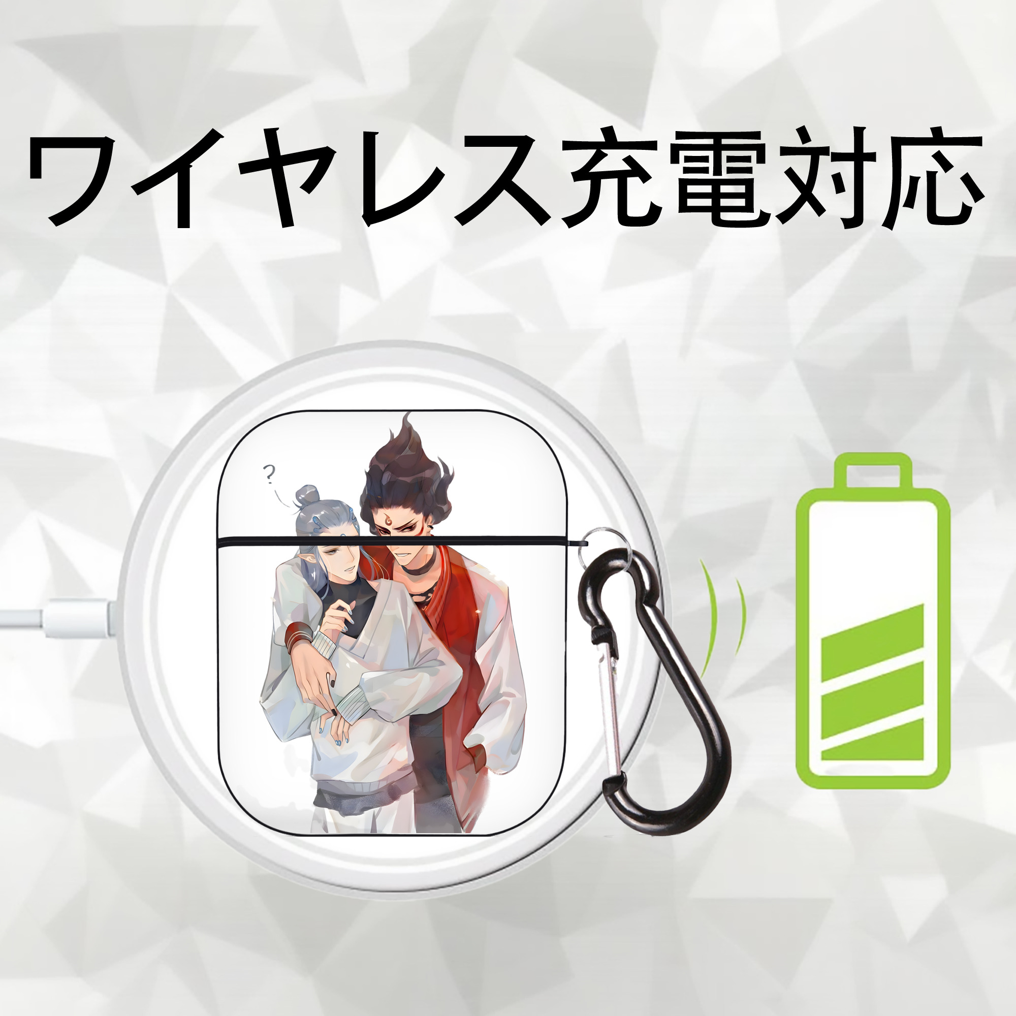 Ne Zha 2 ナタ 魔童の大暴れ AirPods 第2世代保護ケース ハードシェル ブラック 耐衝撃・防指紋・カラビナ付き