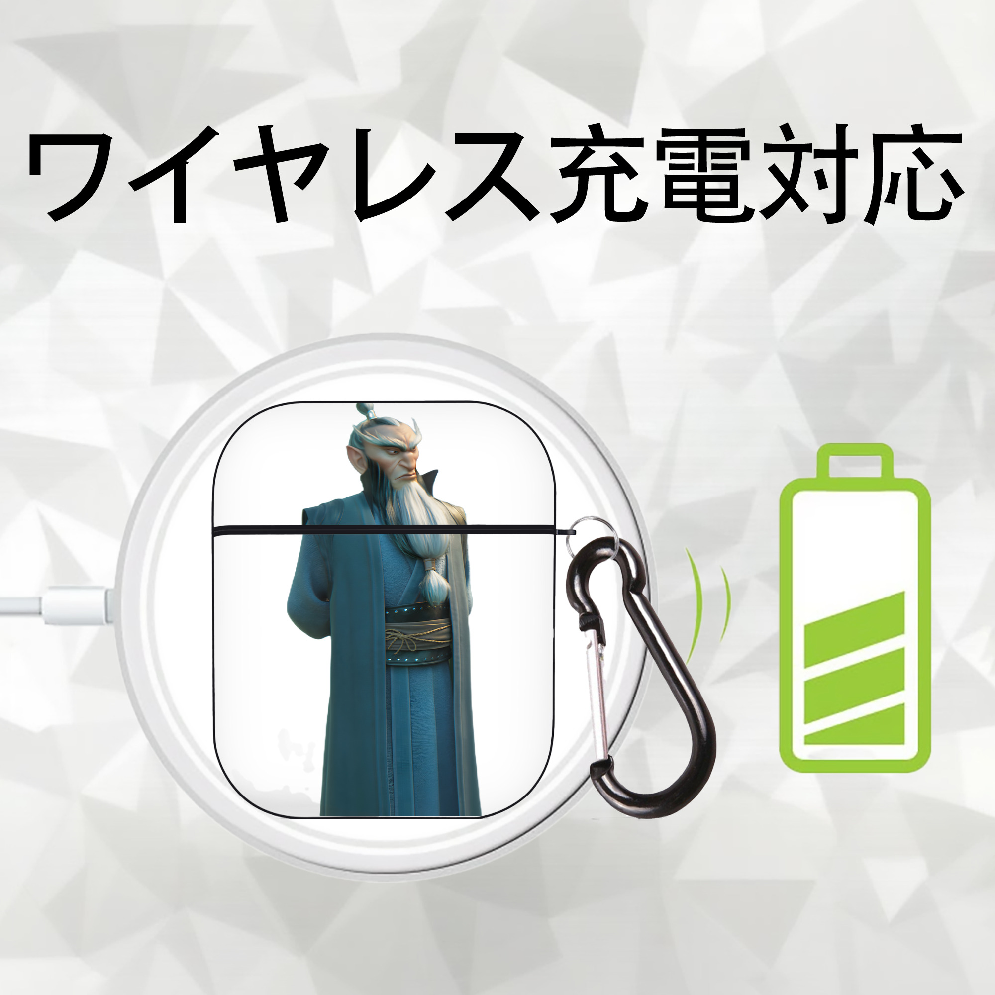 Ne Zha 2 ナタ 魔童の大暴れ AirPods 第2世代保護ケース ハードシェル ブラック 耐衝撃・防指紋・カラビナ付き