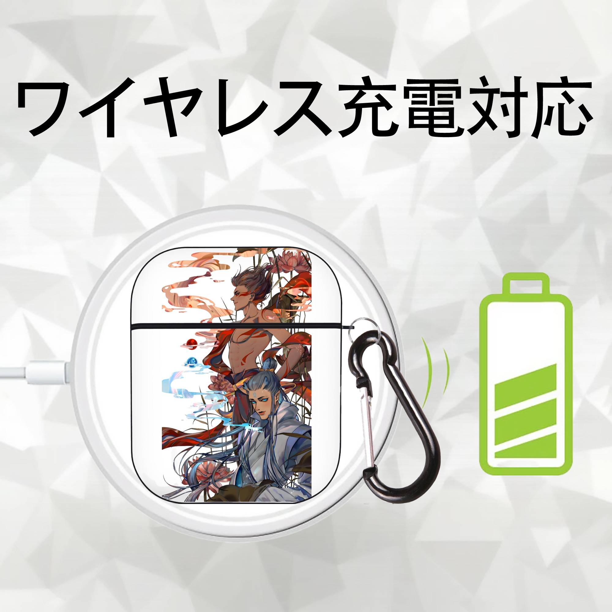 Ne Zha 2 ナタ 魔童の大暴れ AirPods 第2世代保護ケース ハードシェル ブラック 耐衝撃・防指紋・カラビナ付き